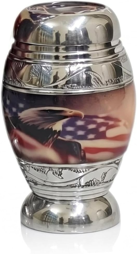 At Peace Memorials Nirvana Patriotic Eagle Keepsake Urn for Ashes