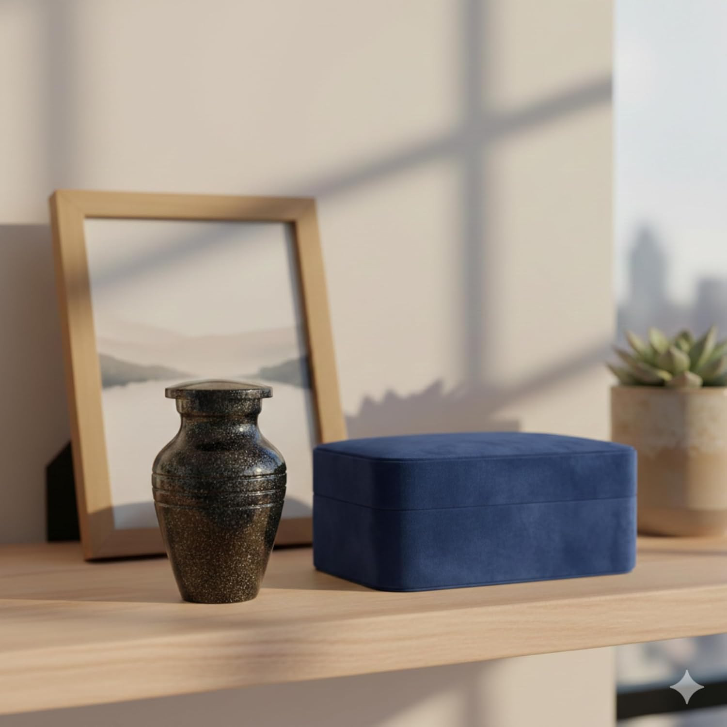 Gray Comet Small Keepsake Cremation Urns for Human Ashes with Velvet Heart Case