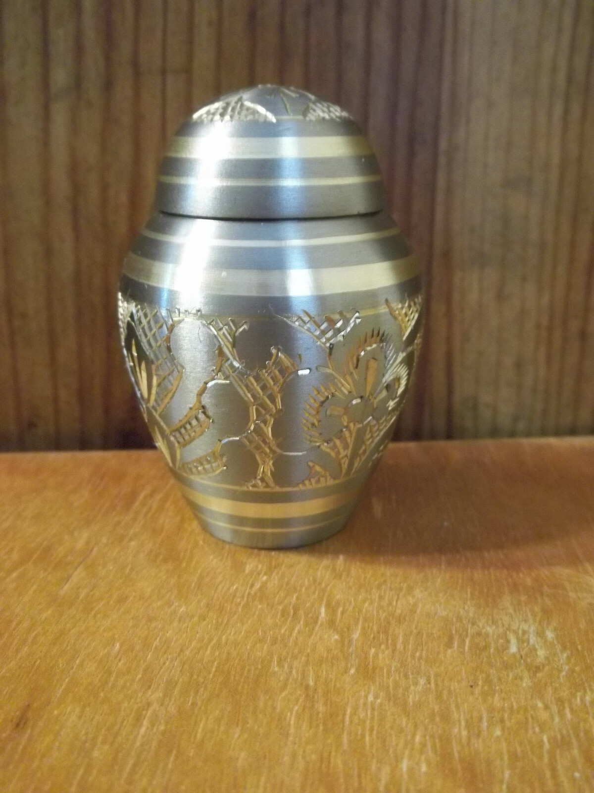 Lot of 3 Pewter w/Gold Rings &Etched Design Brass Keepsake Mini Urns~~Save 43%
