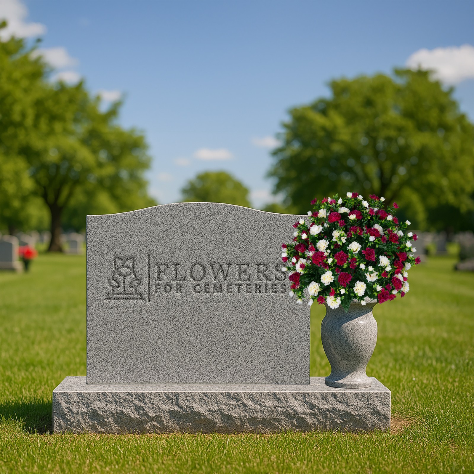Artificial Cemetery Flowers – Beauty and Cream Garden Mums Bouquet