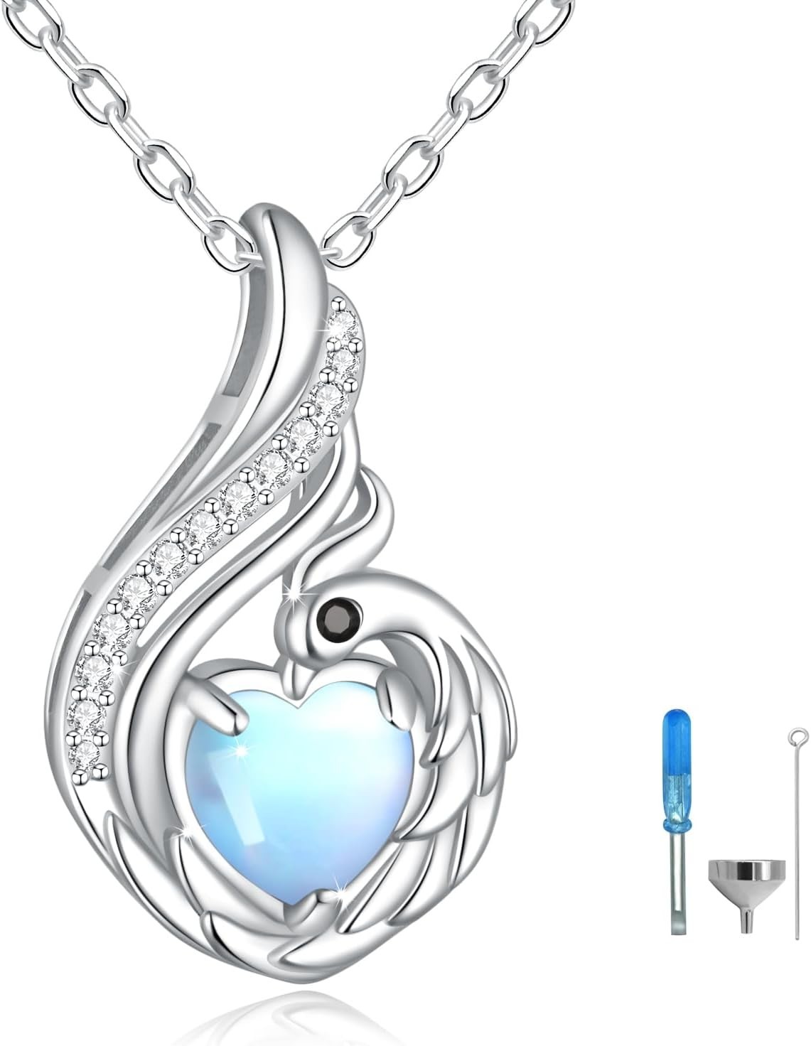 Cremation Jewelry 925 Sterling Silver Teardrop Urn Necklace for Ashes Heart S…