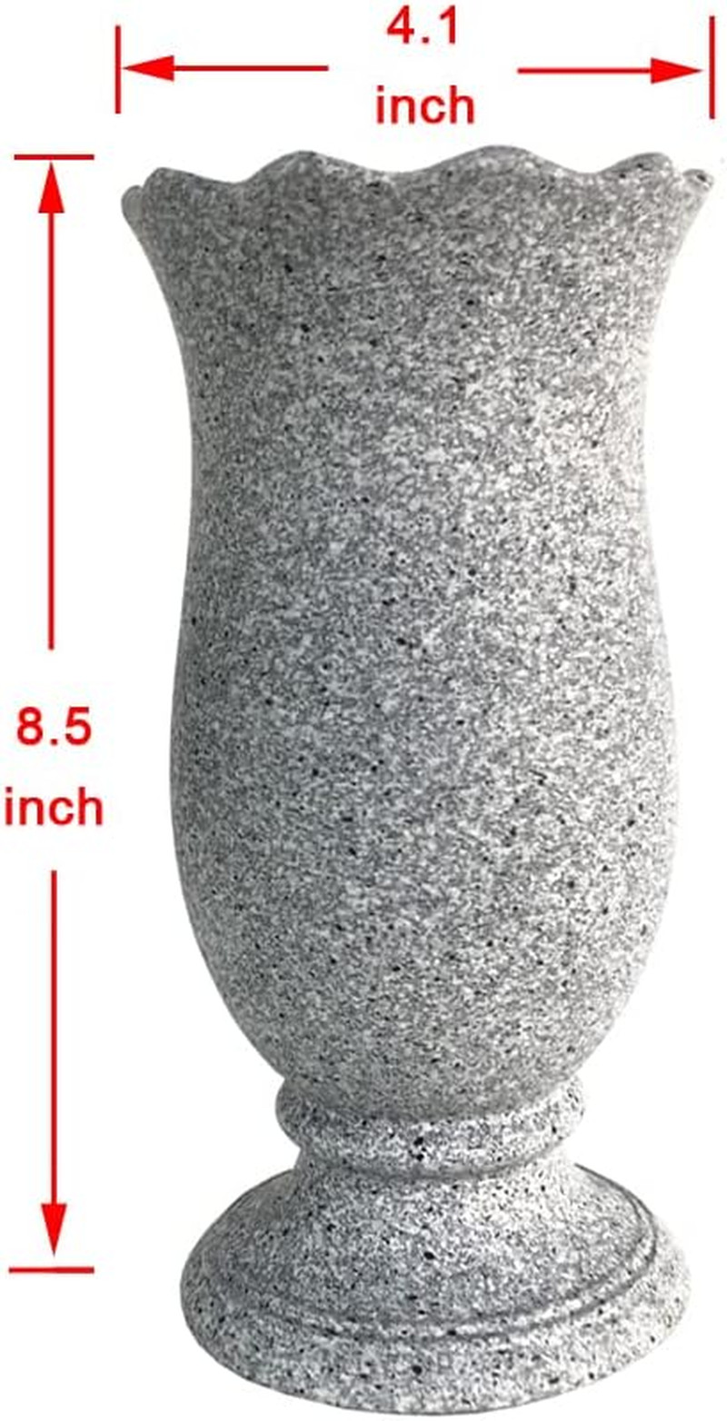 Grave Vase for Cemetery Memorial Grave Decoration Marble Color with Ground Spike