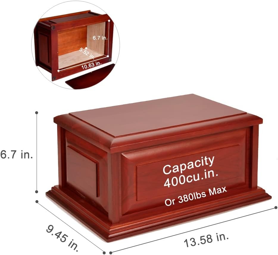 MAKEY’S Extra Large Urns for Human Ashes Adult Male,Cremation Urn,Handmade Wood