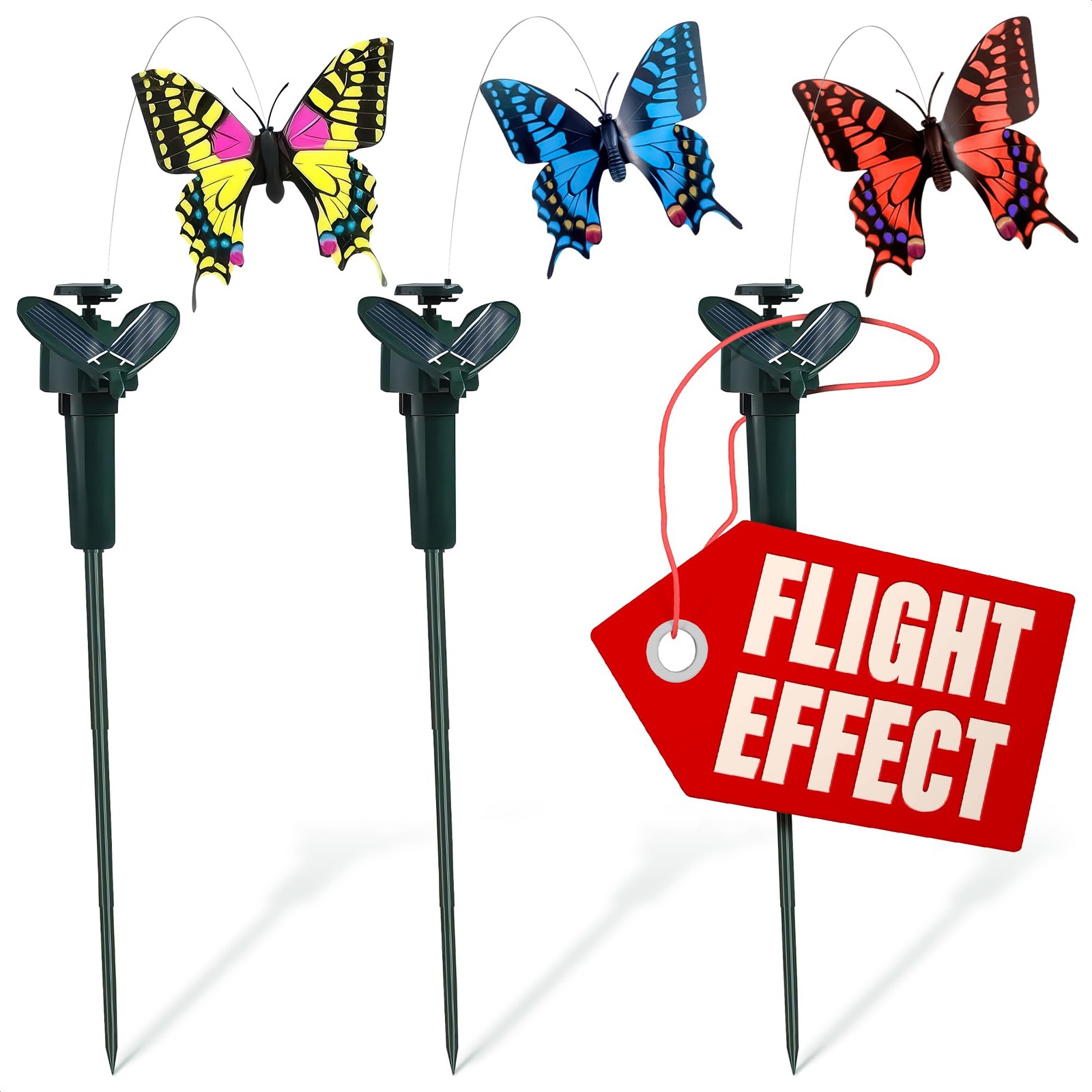Butterfly Garden Stakes Colorful Outdoor Decor with Fluttering Motion 3 Pcs