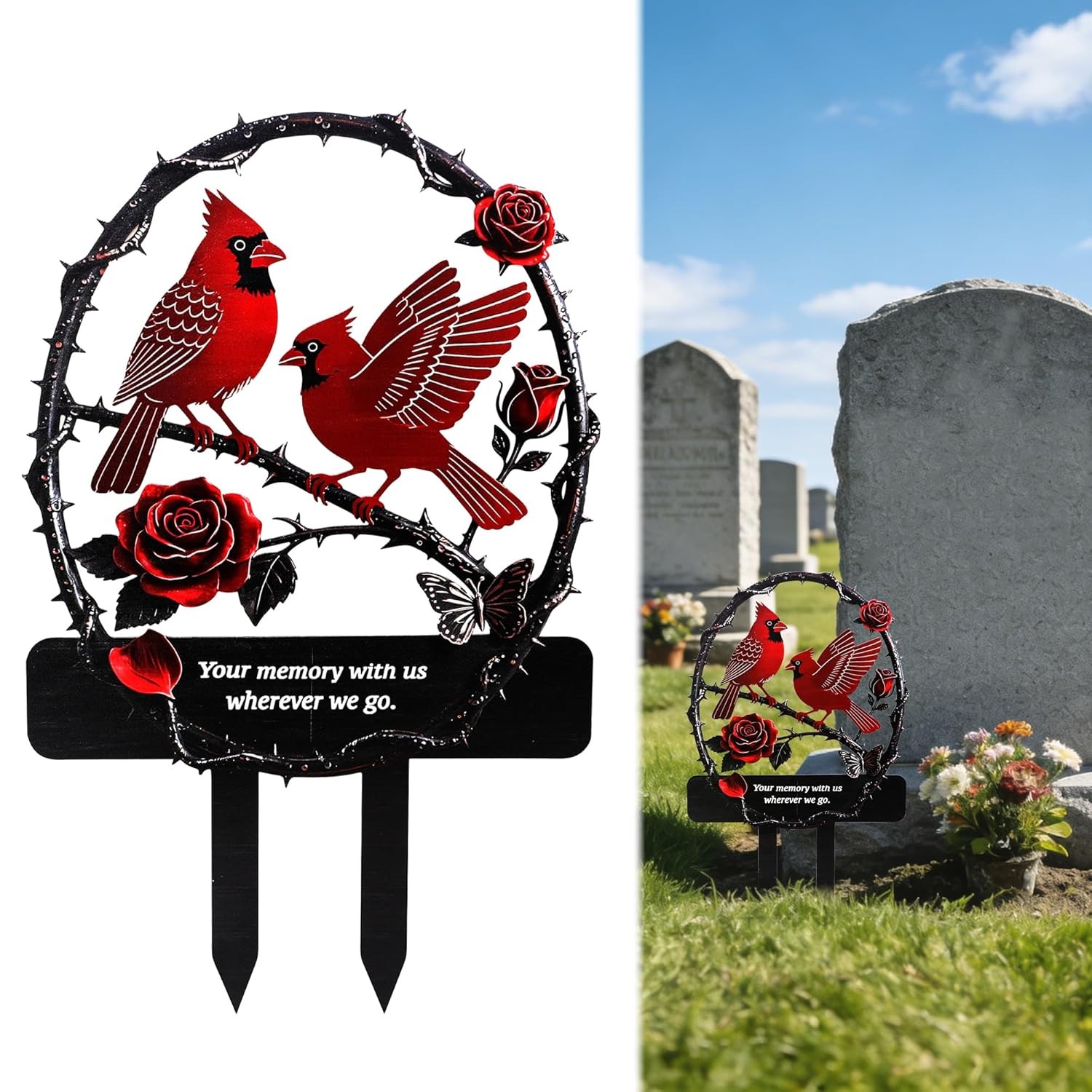 Cardinal Memorial Grave Marker Cemetery Decorations Garden Stake 12