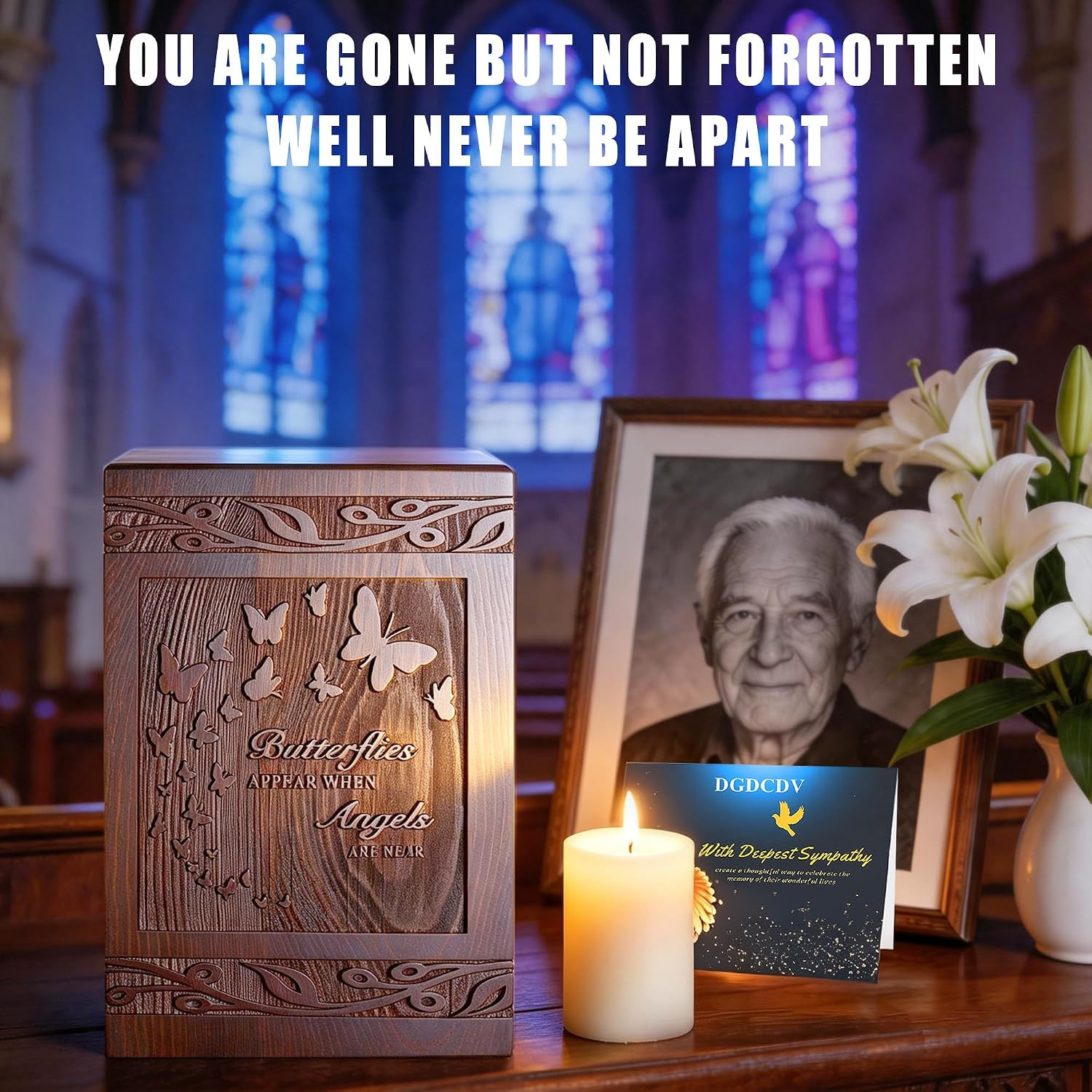 Cremation Urns for Human Ashes Adult Male Female, Wooden Carved Urns Box for Men