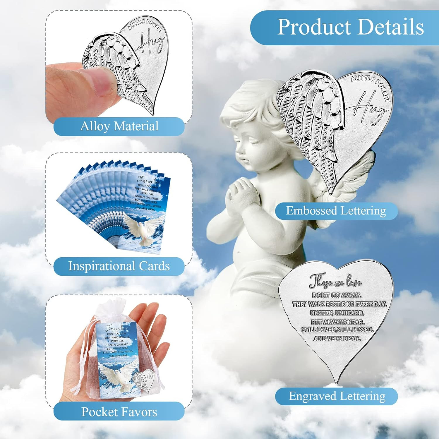 Sureio Funeral Favors for Celebration of Life Heart Pocket Hug Token