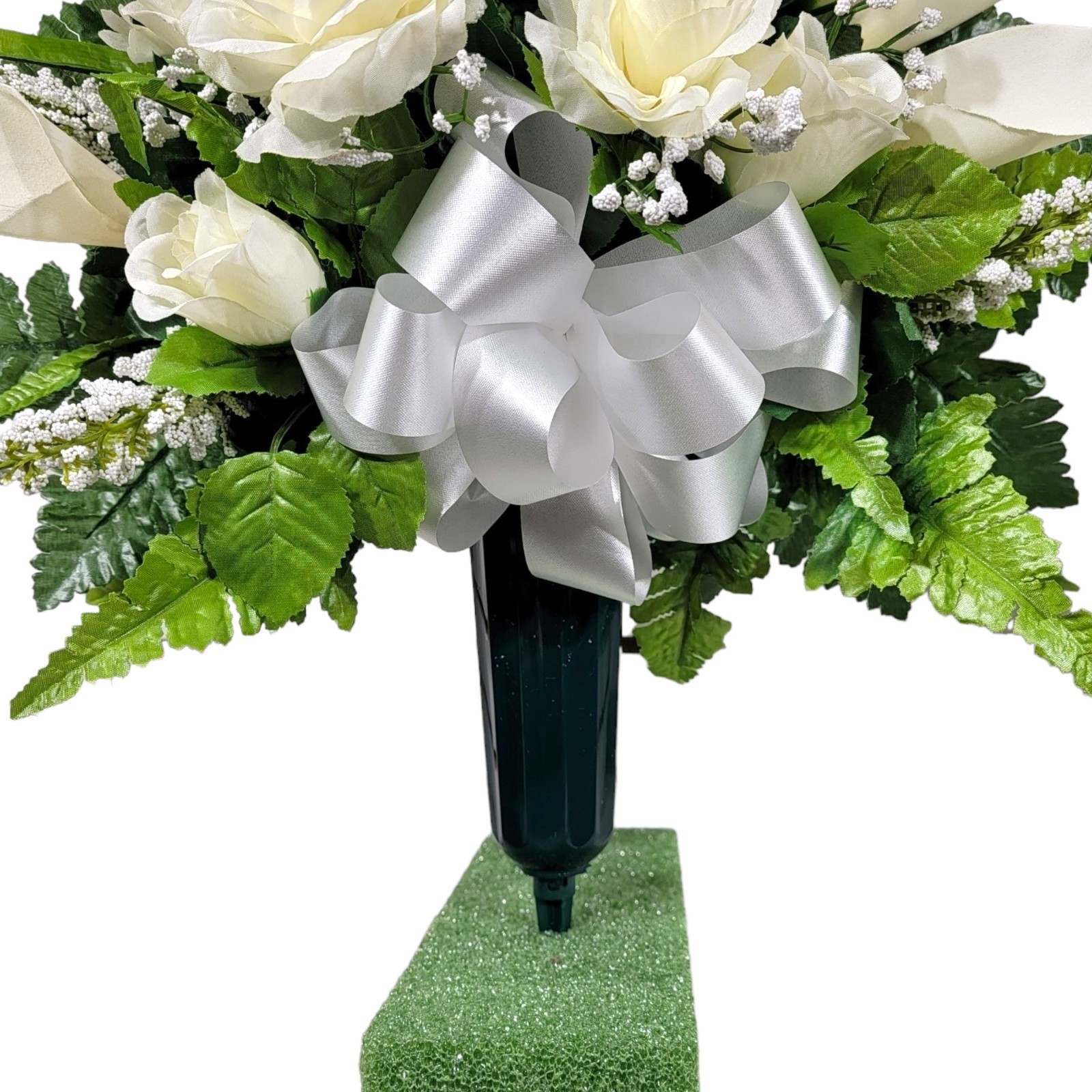 Cream Calla Lily & Rose Cemetery Cone Pair