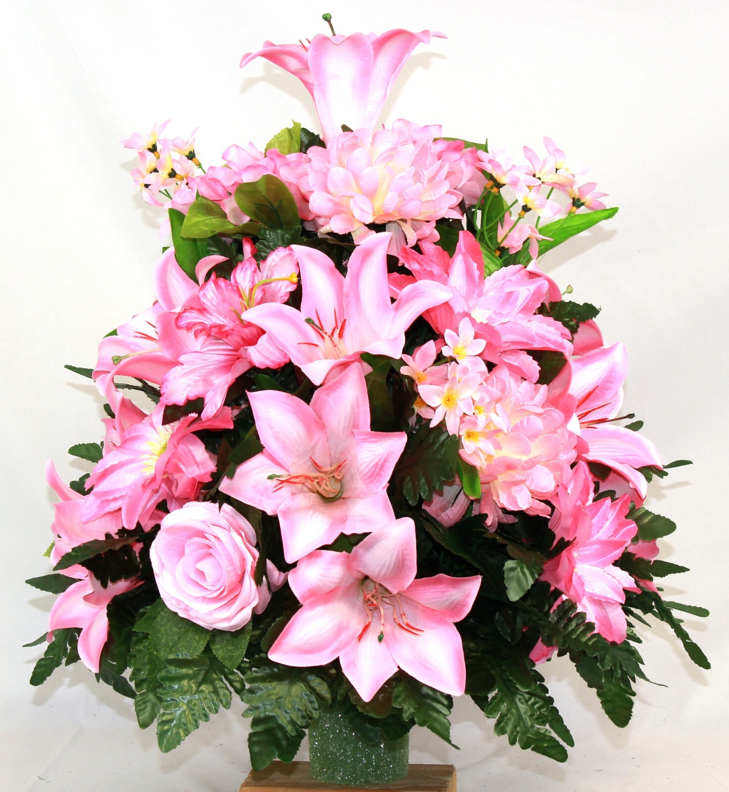 XL Pink Cemetery Mixture-360 Degree-Cemetery Flower Arrangement – Artificial