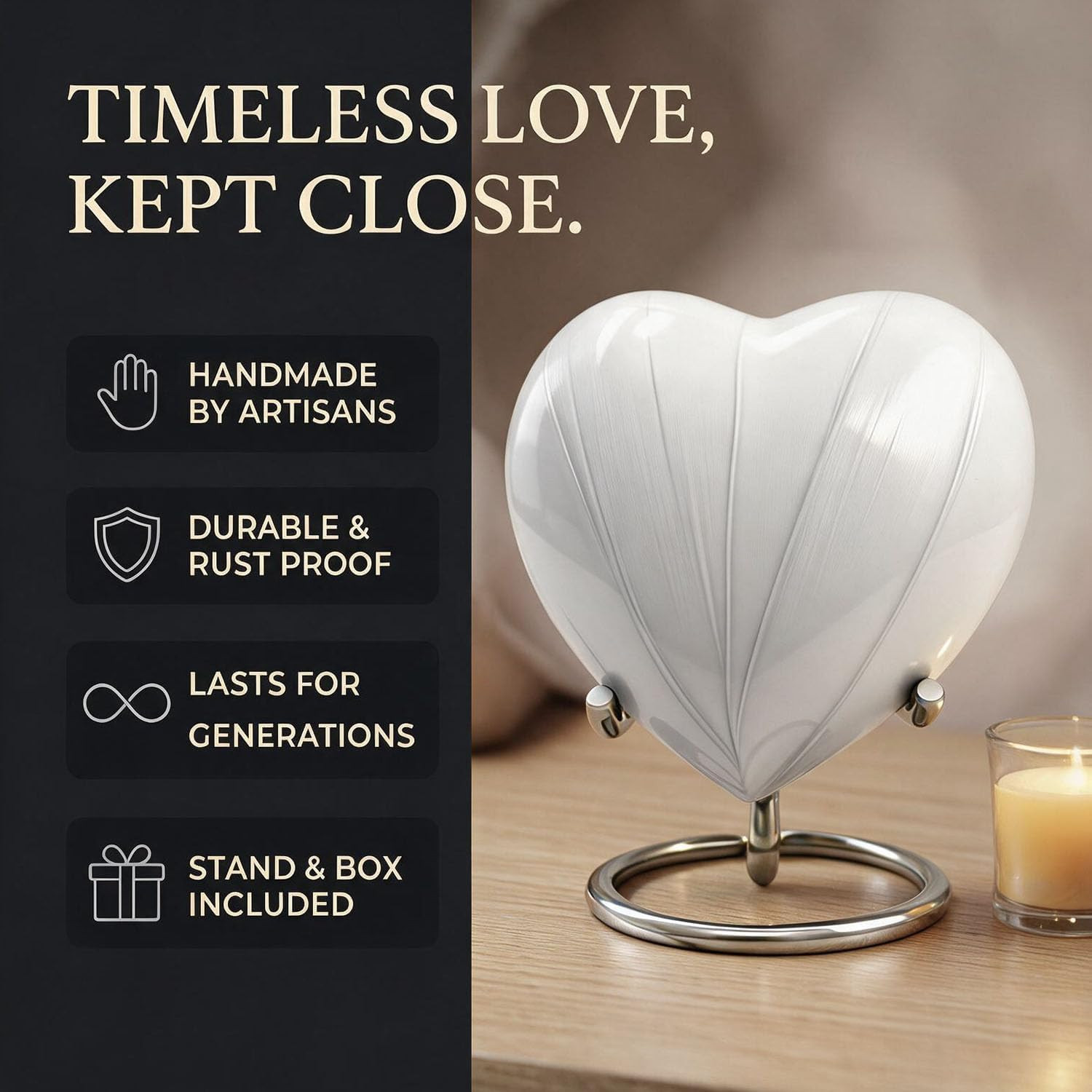 Small Urns for Human Ashes Keepsake – Heart Urn for Men & Women – Mini Urns with