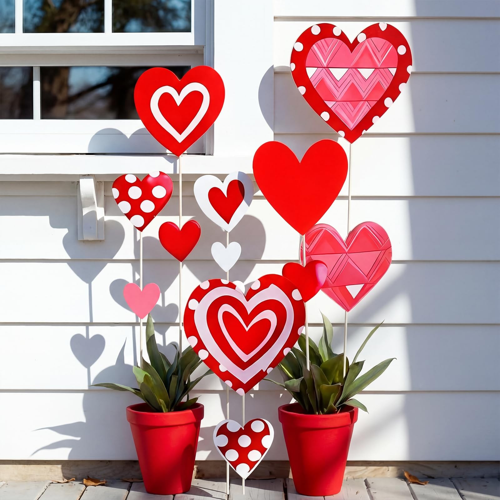 13 Pcs Heart Shape Garden Stakes for Valentine’s Day Decor, Patio & Pathway