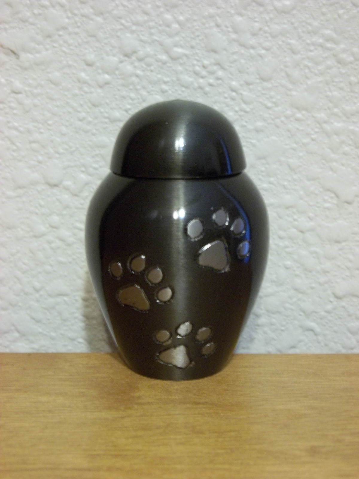 Slate Dome w/Pewter Paw Prints Solid Brass Keepsake Token Mini Pet Urn~ Cat/Dog
