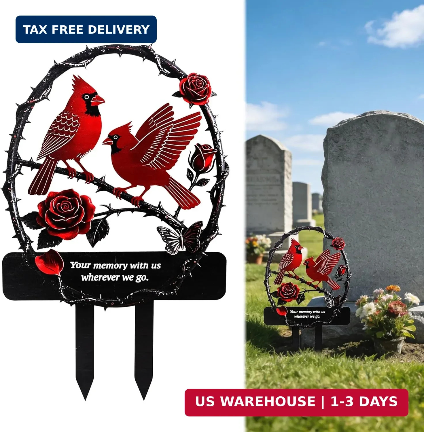 Lodou Graves Cemetery Decorations,Cardinals Memorial Grave Markers for Cemetery