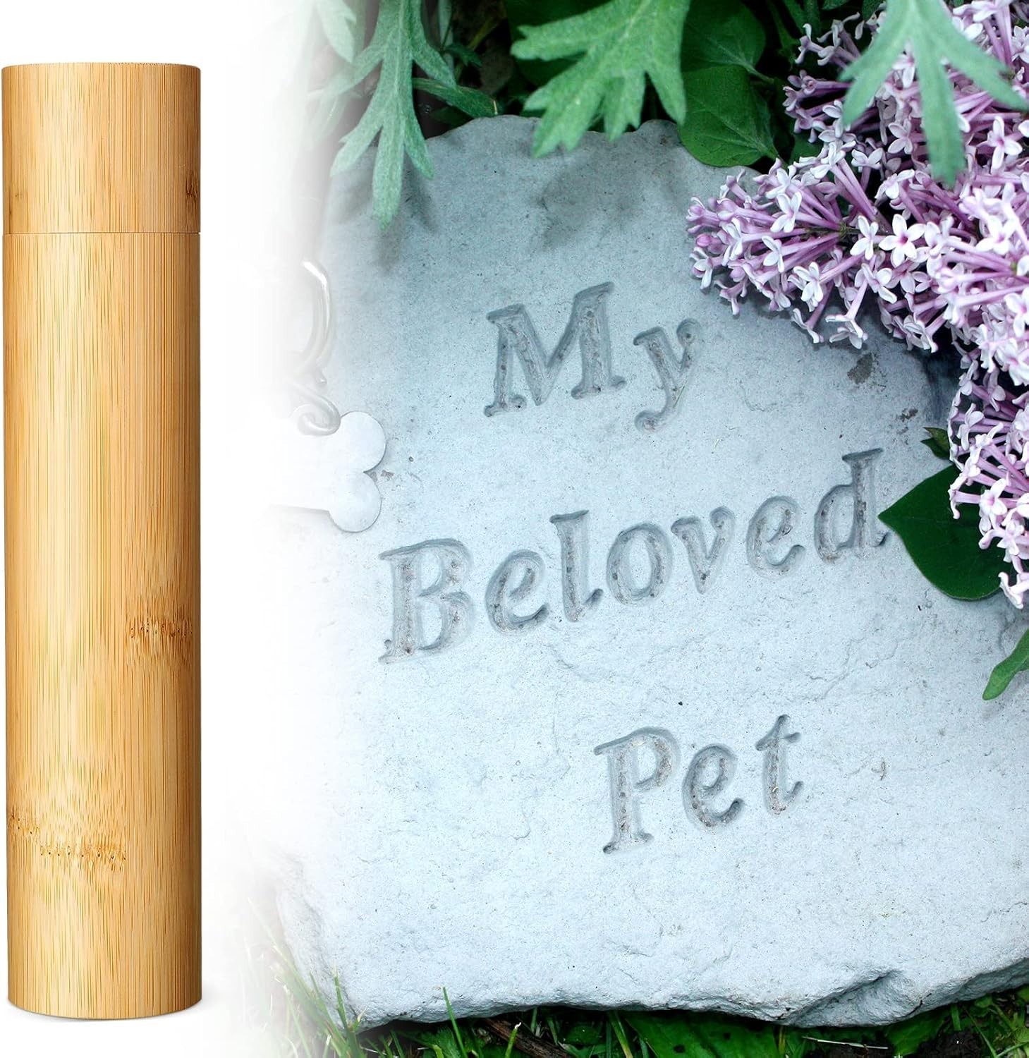 2-Piece Bamboo Scattering Urn Set with Black Velvet Bags for Human & Pet Ashes