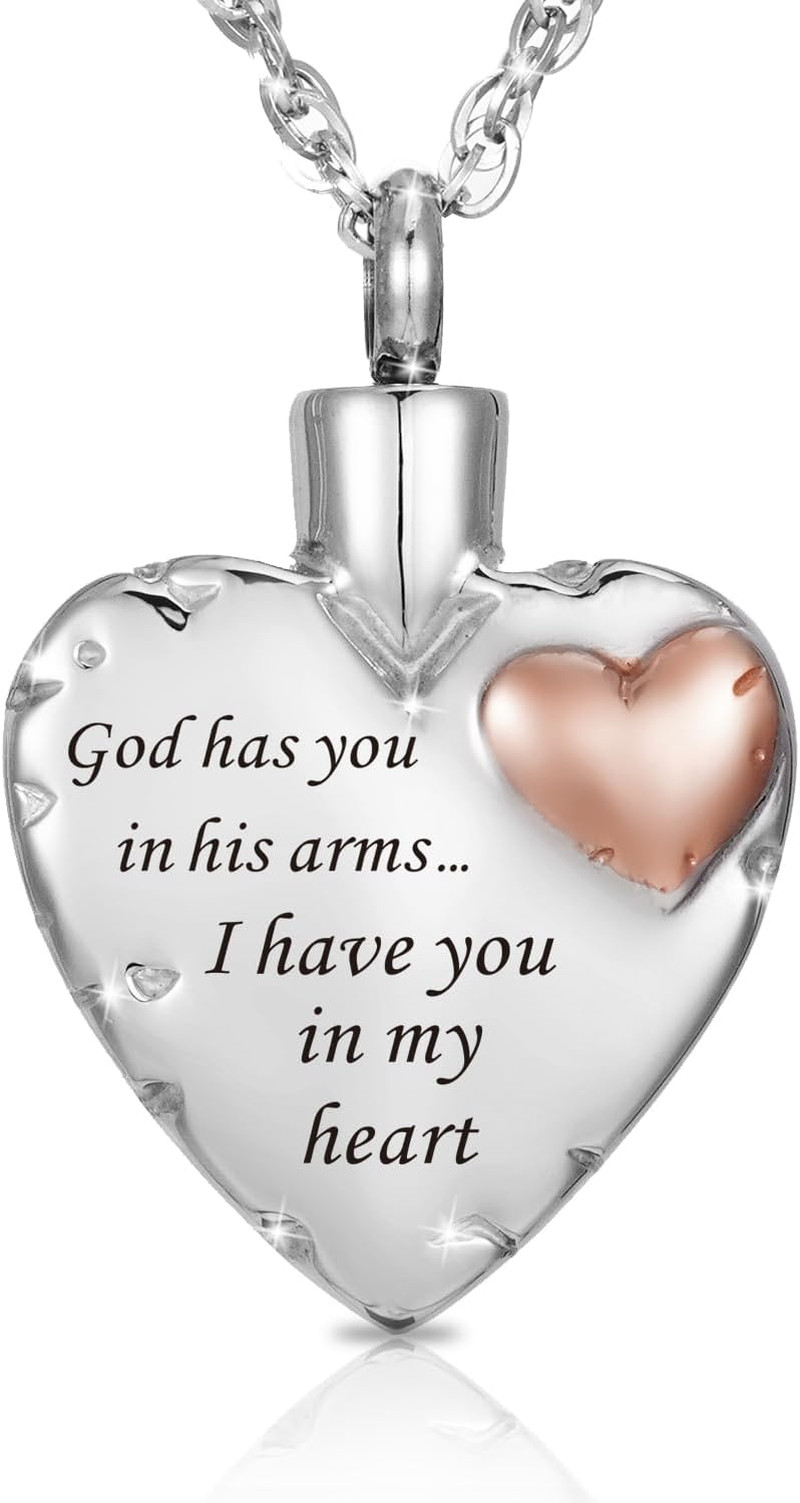 Heart Urn Necklace Ashes Cremation Jewelry for Women Men Keepsake Pendant Memori