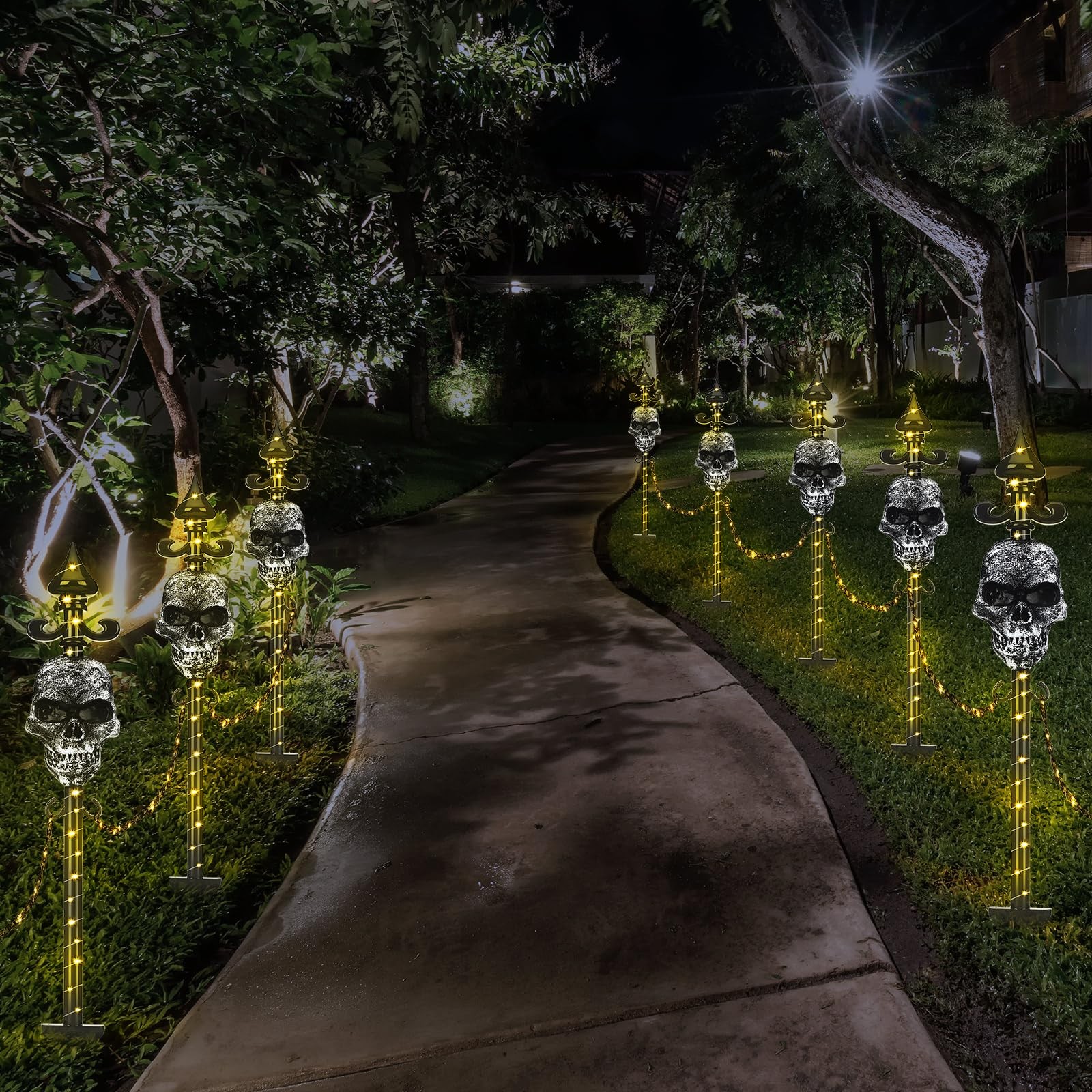 13 Set of Halloween Garden Fence with Solar Light Graveyard Decor Light up Ha…