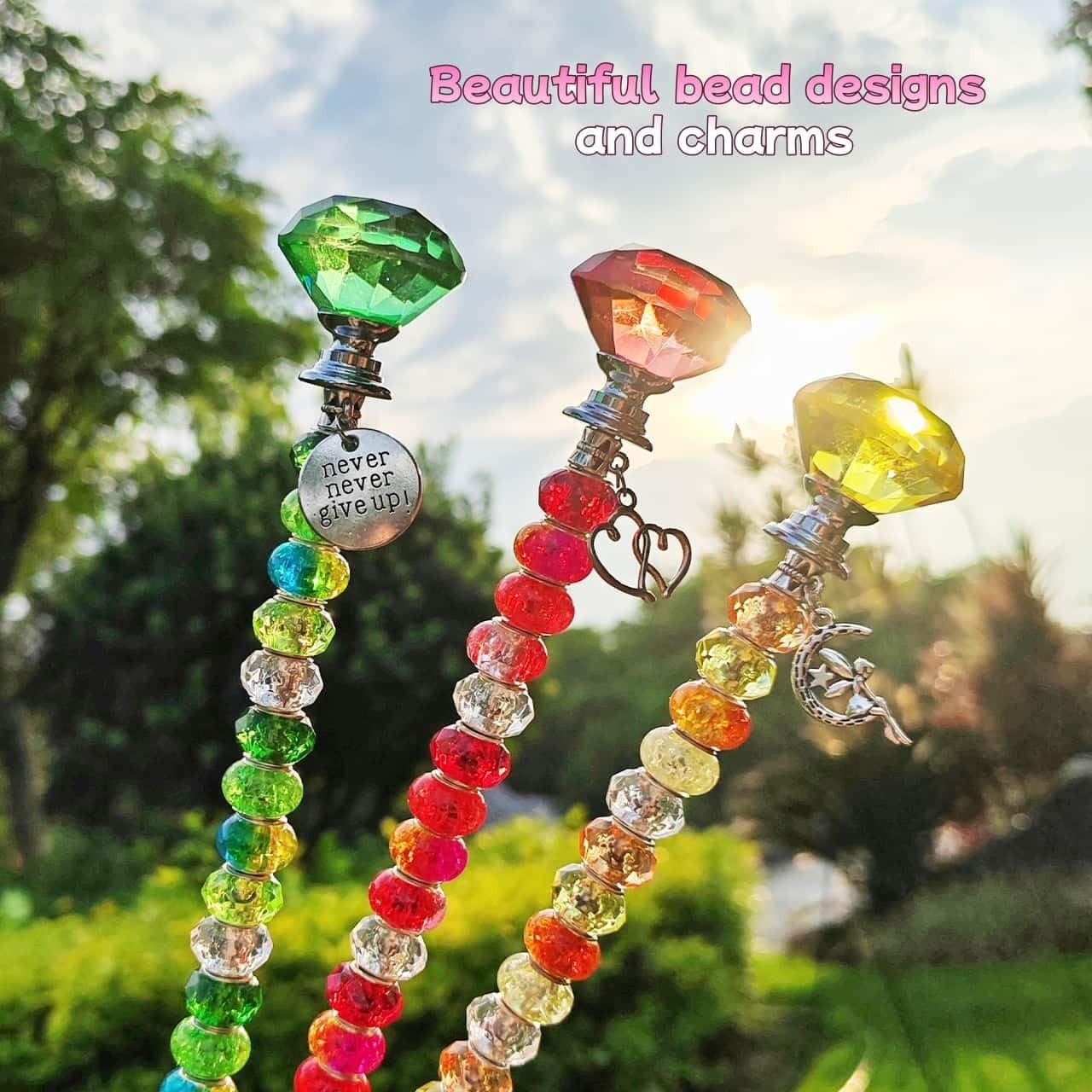 72Pcs Beaded Garden Stakes Kit DIY Fairy Wand Garden Stake Beads Kit Fairy
