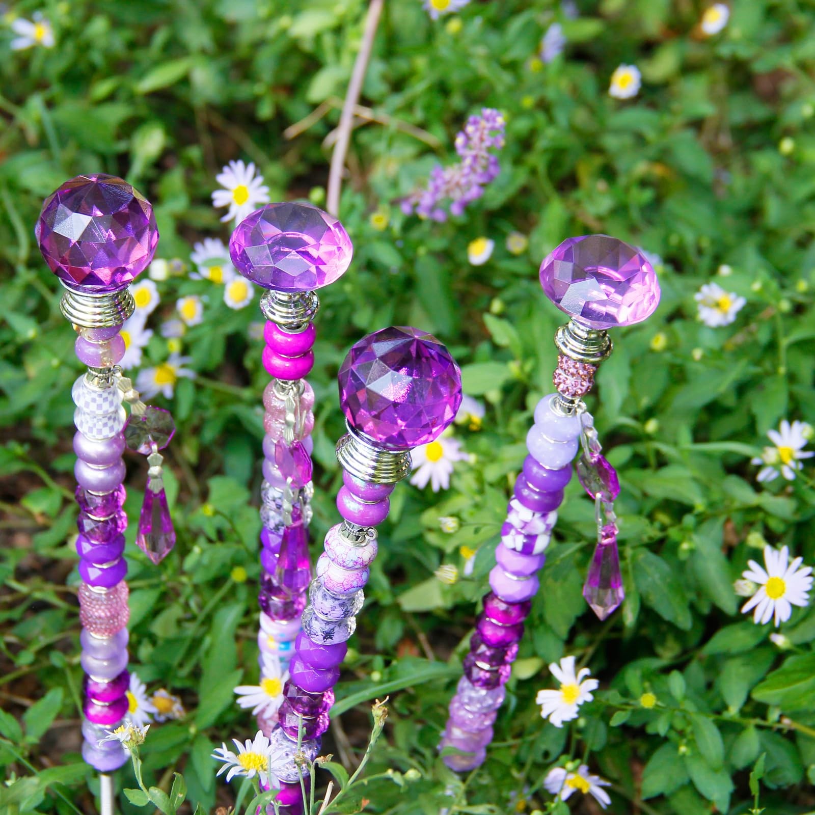 100 PCS DIY Fairy Wand Beaded Garden Stake Beads Kits with Purple Large Hole …