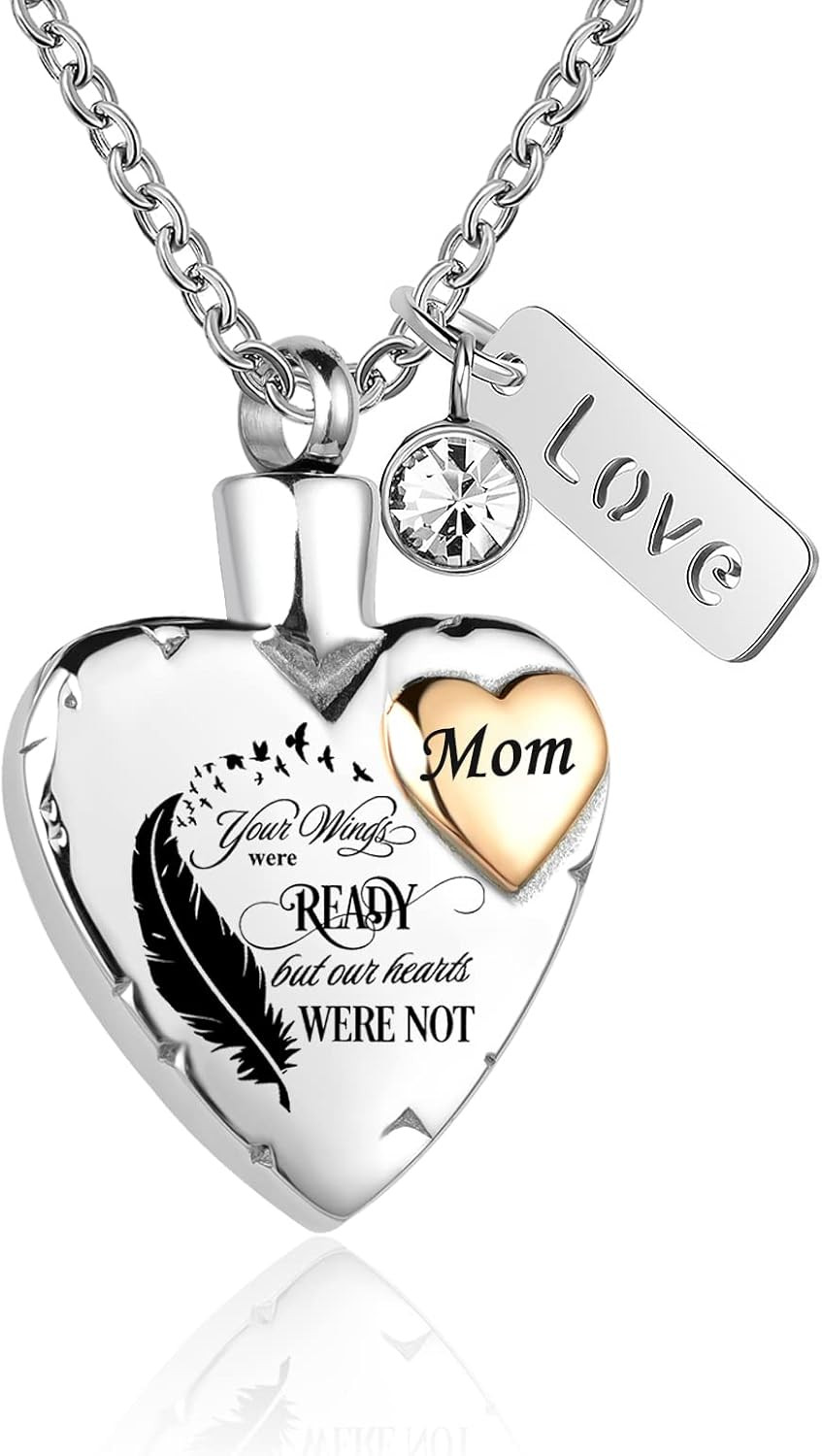 Heart Urn Necklace for Ashes Cremation Memorial Keepsake Jewelry for Loved Ones