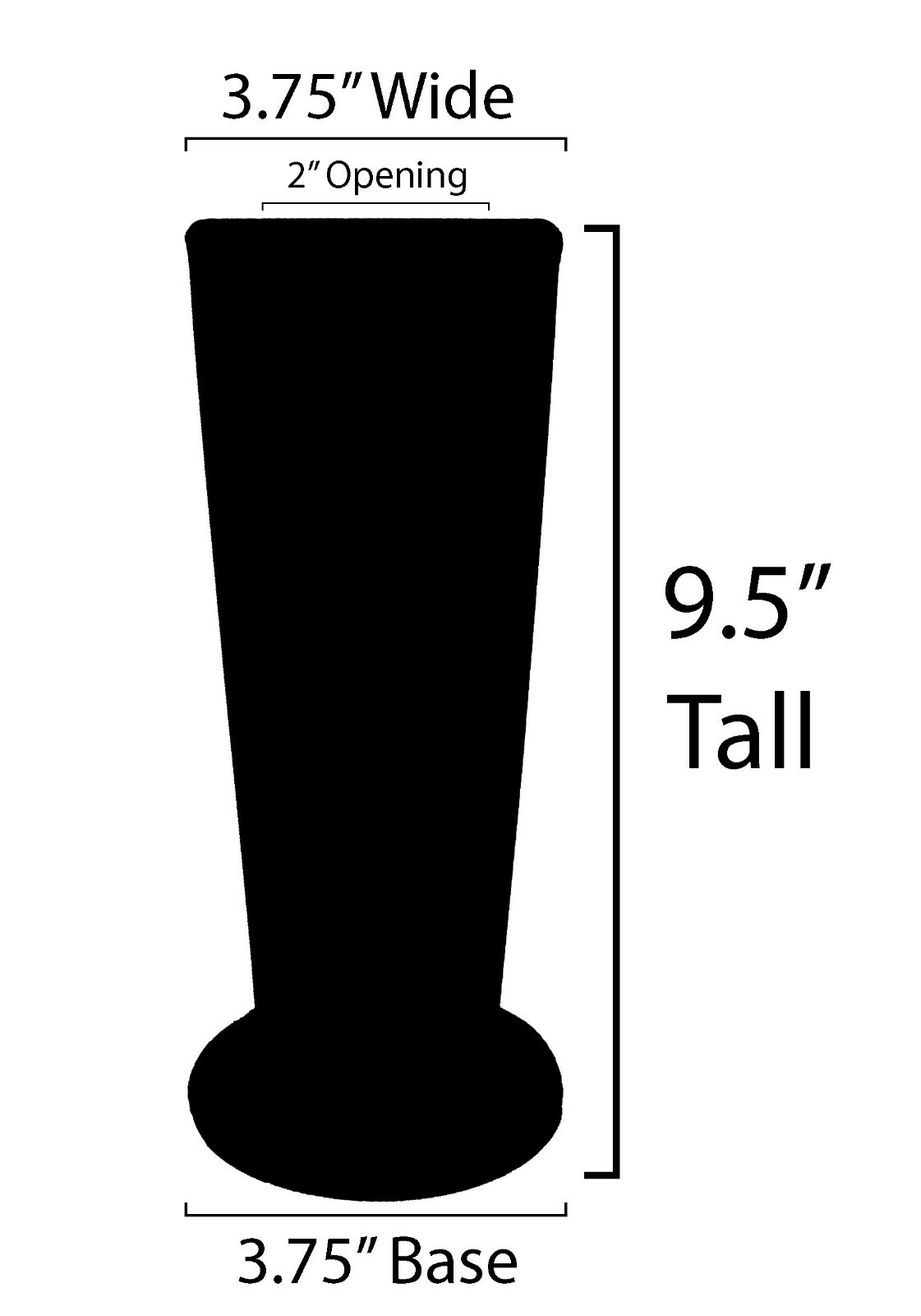 Optimum Memorial Slim Cemetery Flower Vase, Black Granite Monzonite, Plastic