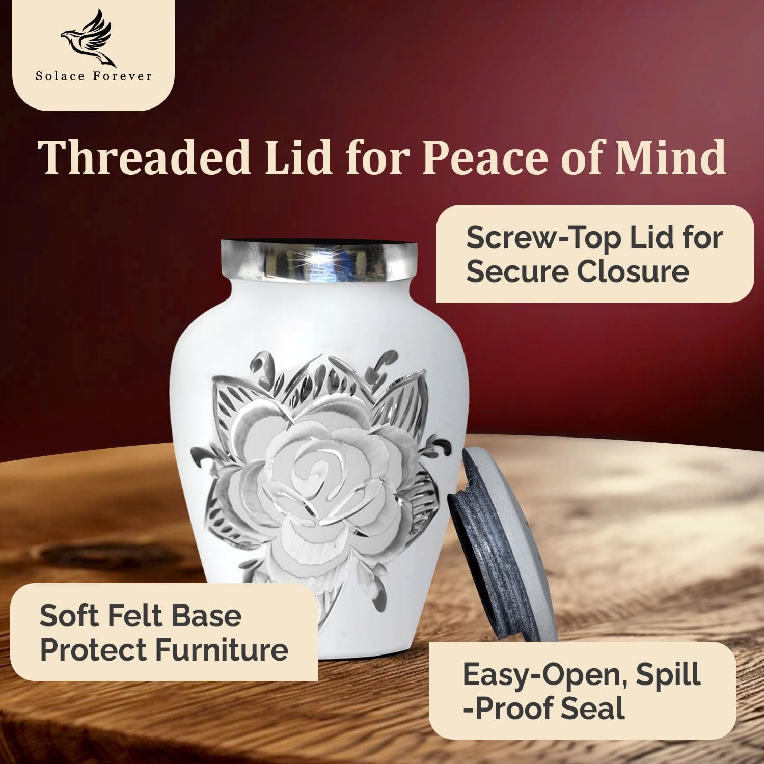 Rose Cremation Urn for Ashes for Women & Men – Handcrafted Rose Urns for Huma…