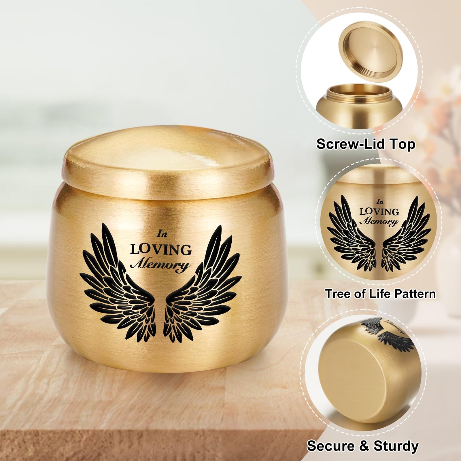 Cremation Urn for Human Ashes, Adult Memorial Urn, Funeral Keepsake Urns for Men
