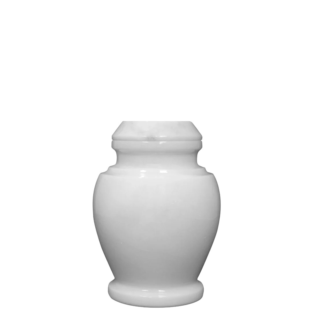 Small/Keepsake 15 Cubic Inch Carpel Antique White Marble Funeral Cremation Urn