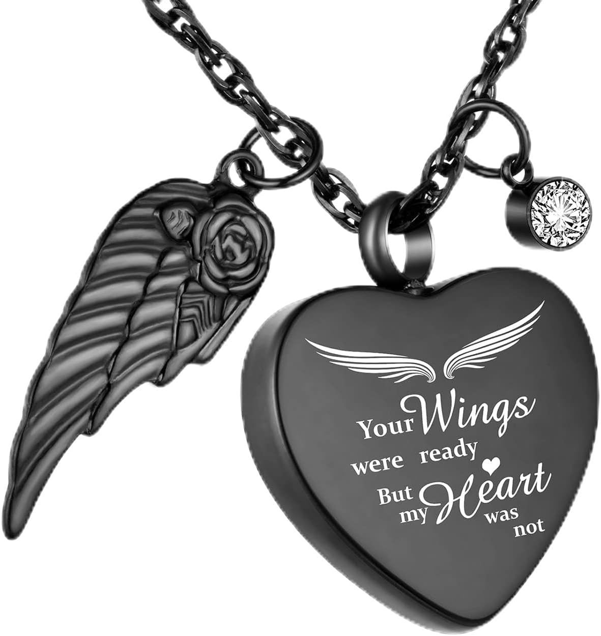 Personalized Heart Memorial Necklace for Ashes with 12 Birthstones & Filling Kit