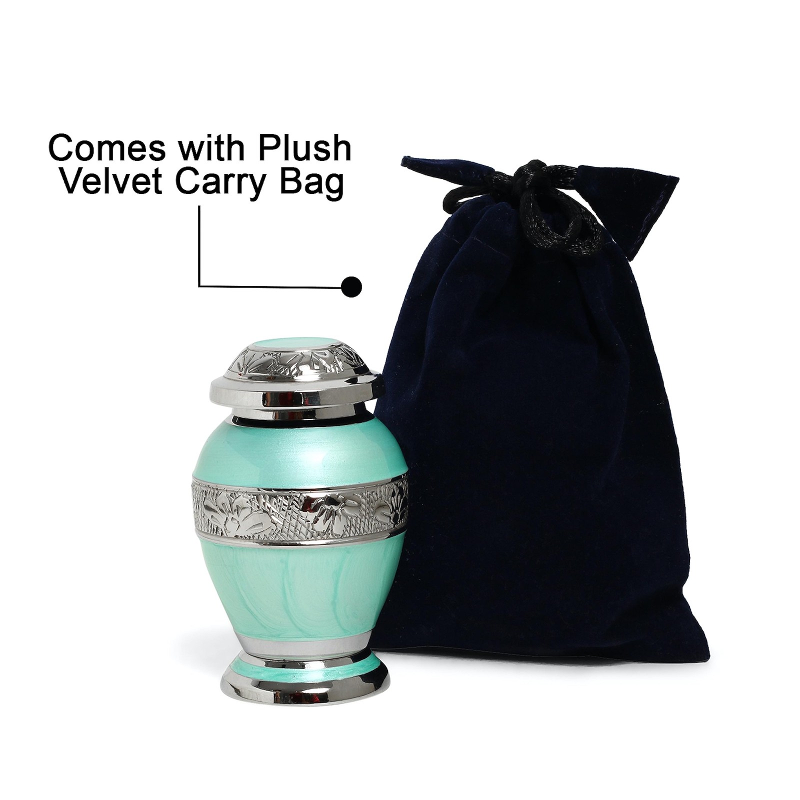 Azure Blue Engraved Small Keepsake Urn for Funeral Ashes Men Women | Ocean Bl…