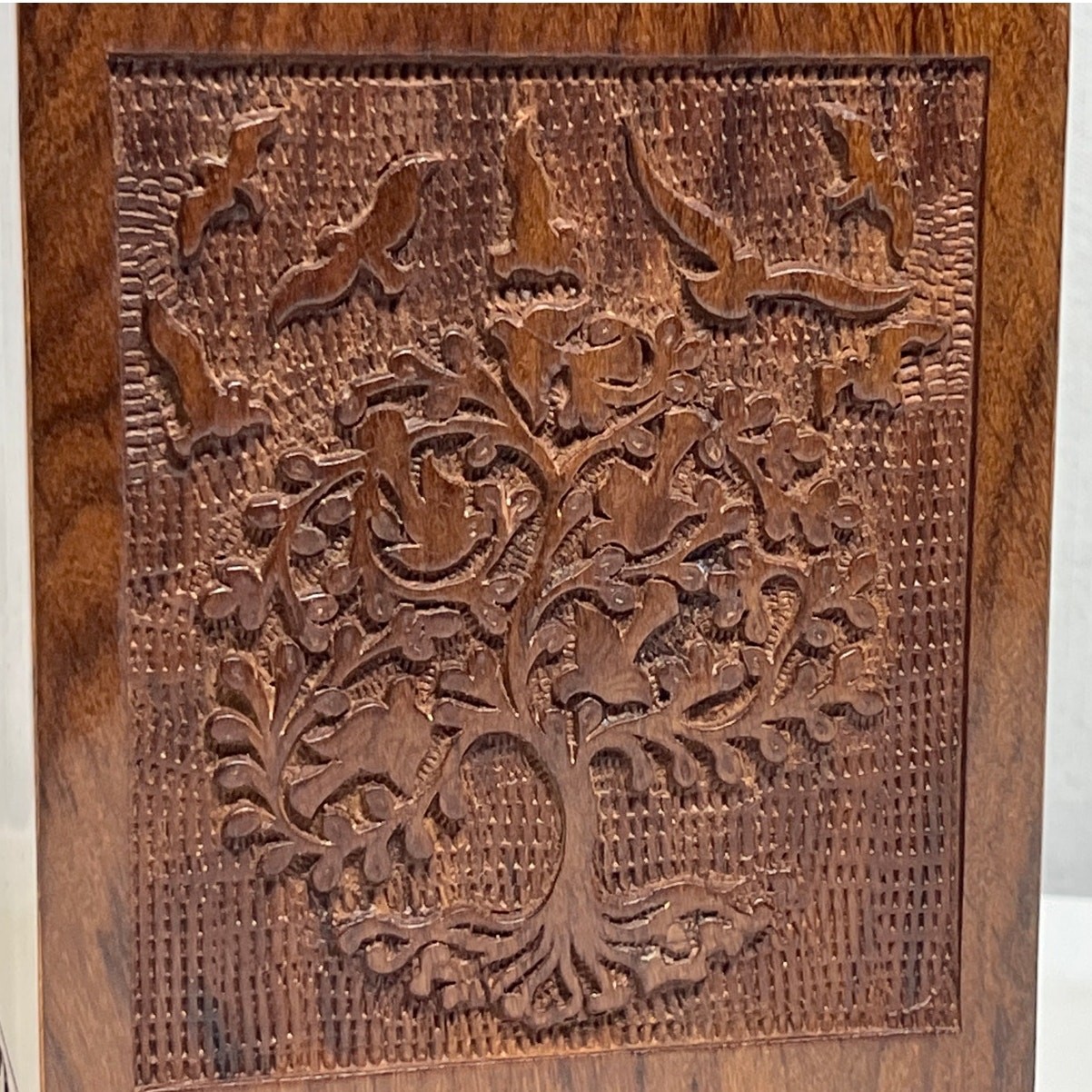 Handmade Rosewood Tree of Life Urn Ashes Container 8.5in x 5in x 5in NEW