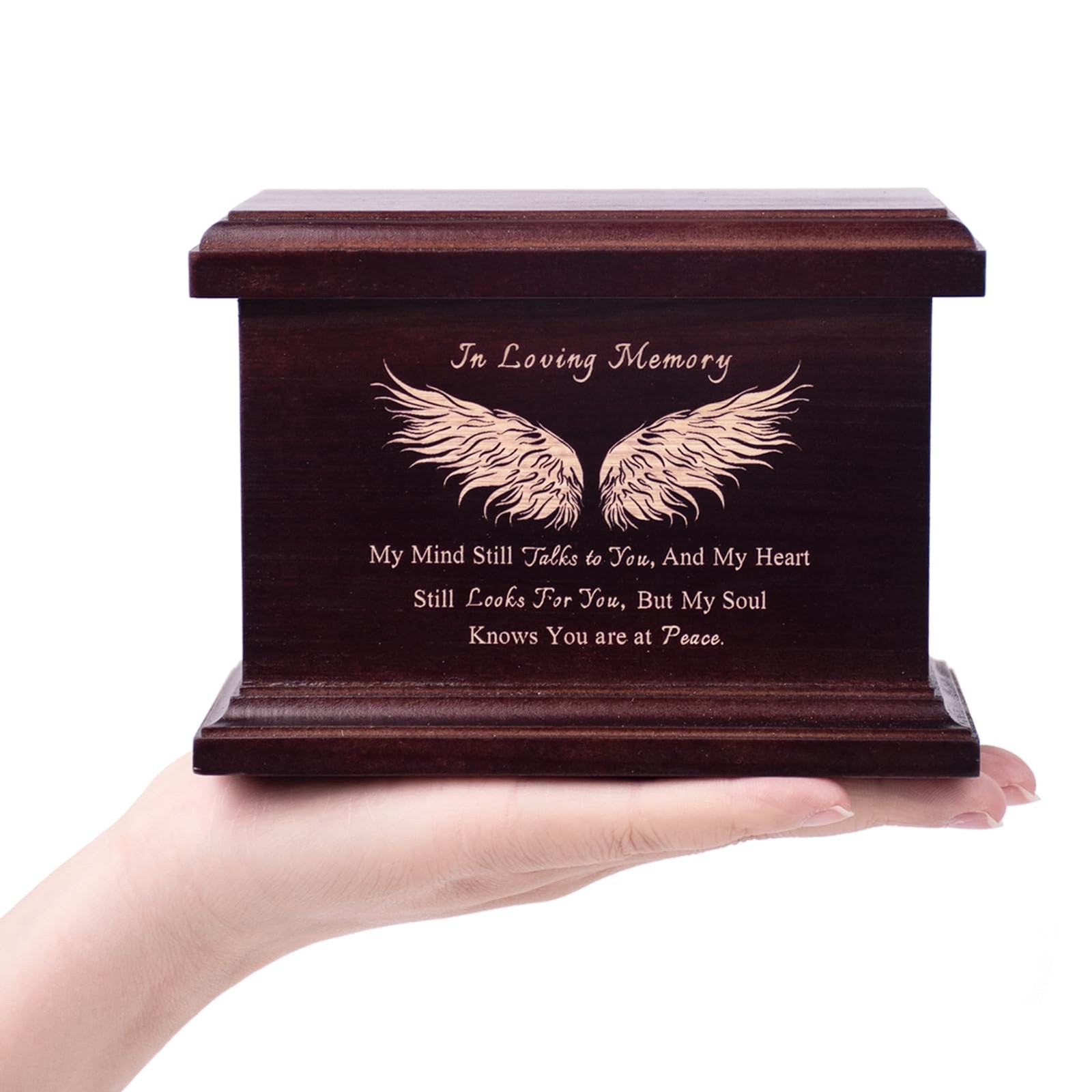 6 Inch Small Wooden Urn for Human Ashes – Keepsake Urn for Men & Women, Funer…