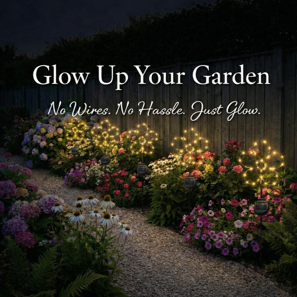 Outdoor Solar Powered Decorative Garden Stake Light – 2 Pack Warm White Flowe…