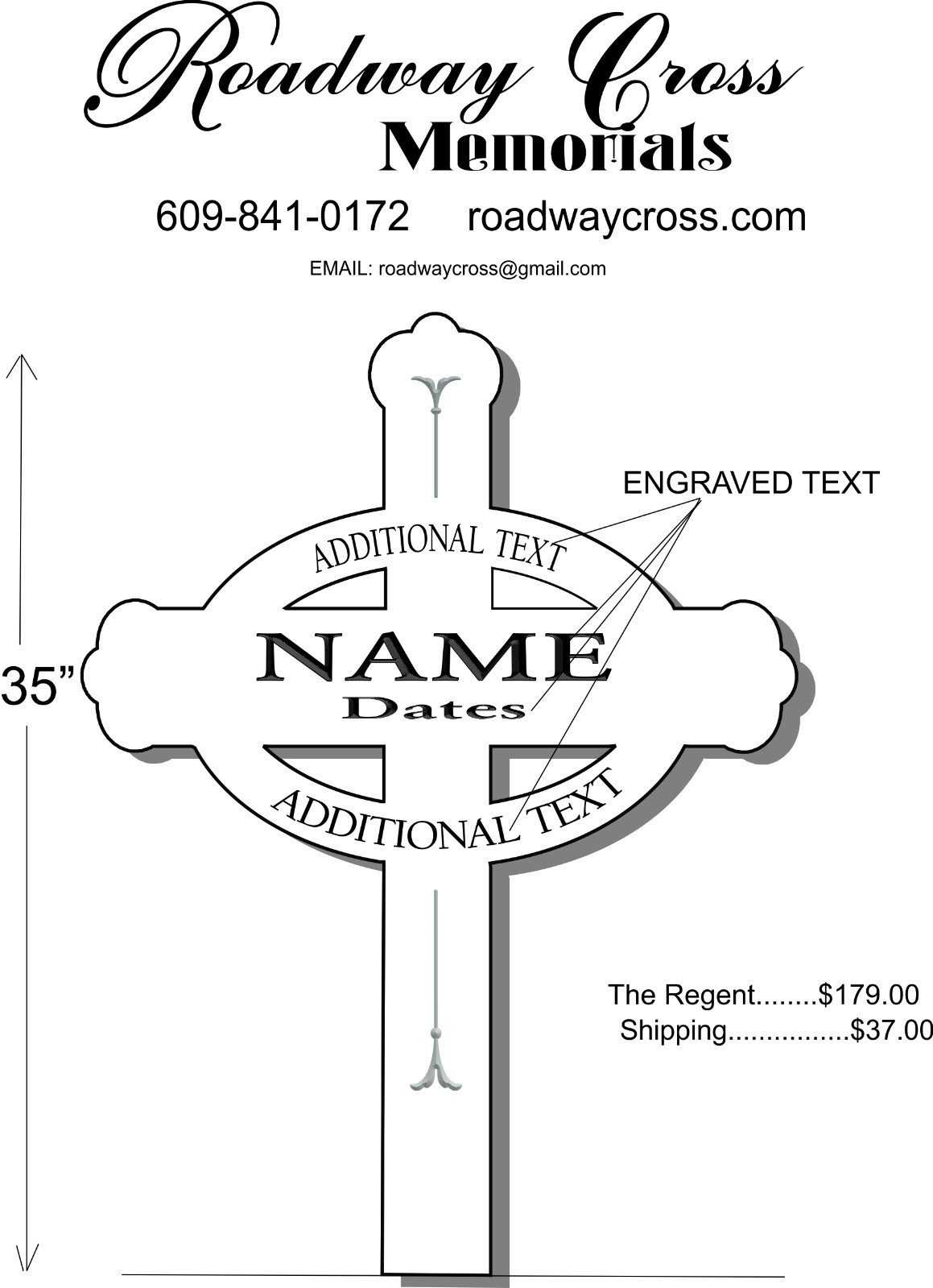 The Regent. Persoanalized Memorial Cross with Picture Plaque