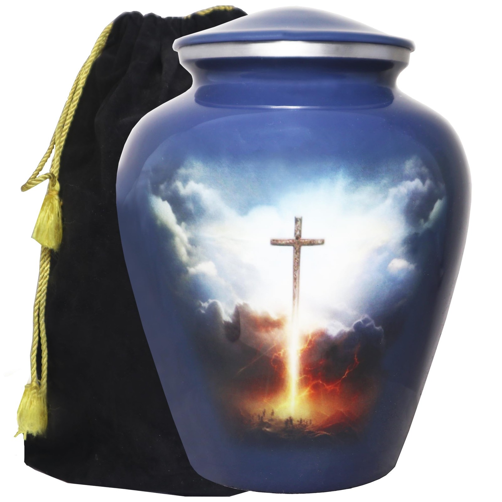 M MEILINXU Cremation Urns for Human Ashes Adult Man Large / Adult, Grey Blue