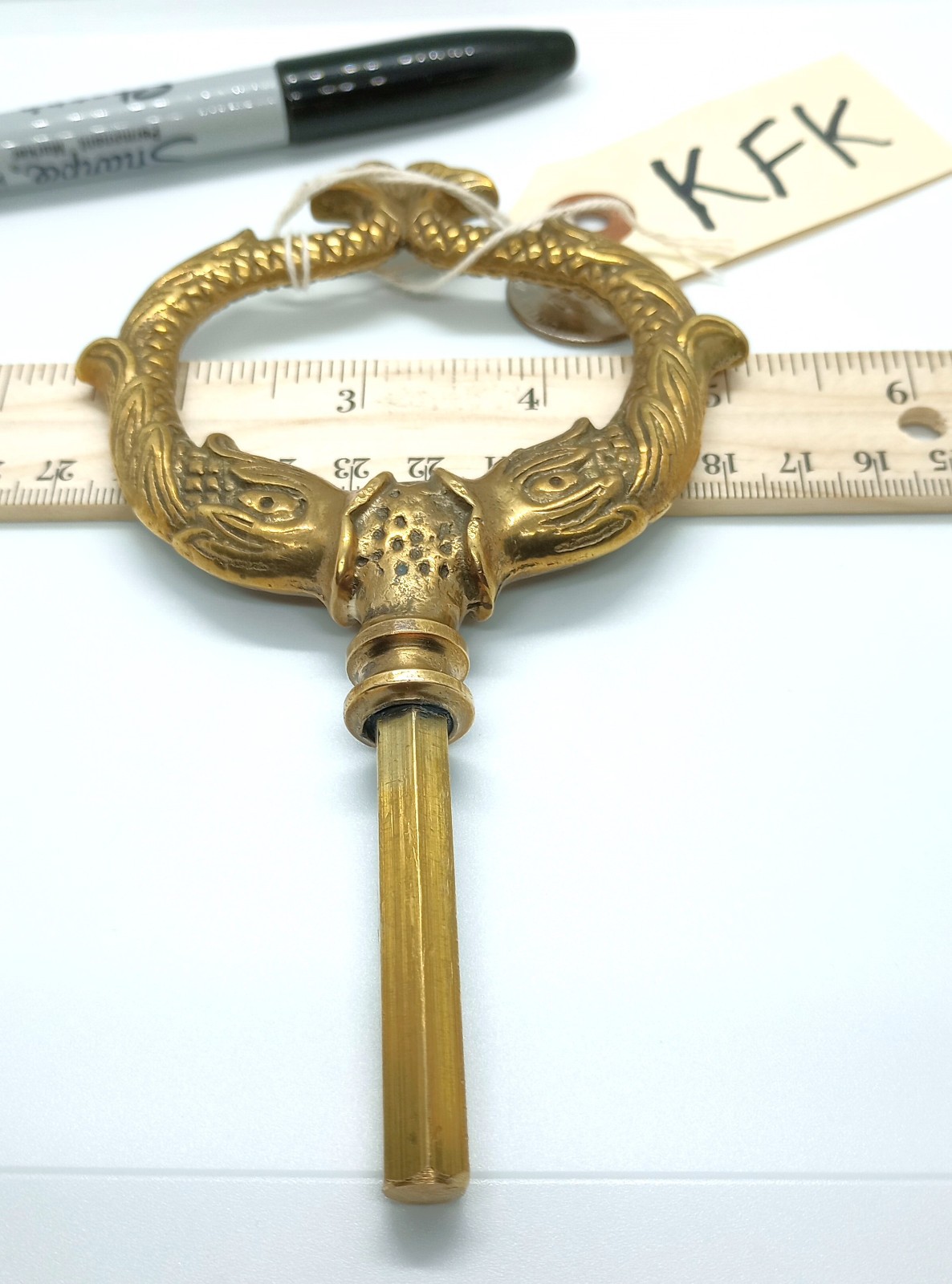 Ornate Brass Casket Key / Coffin Key