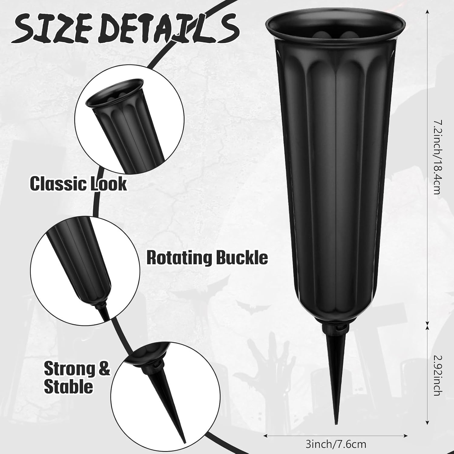 12 Pcs Plastic Cemetery Vases with Spikes Memorial Flower Vase Cemetery Grave