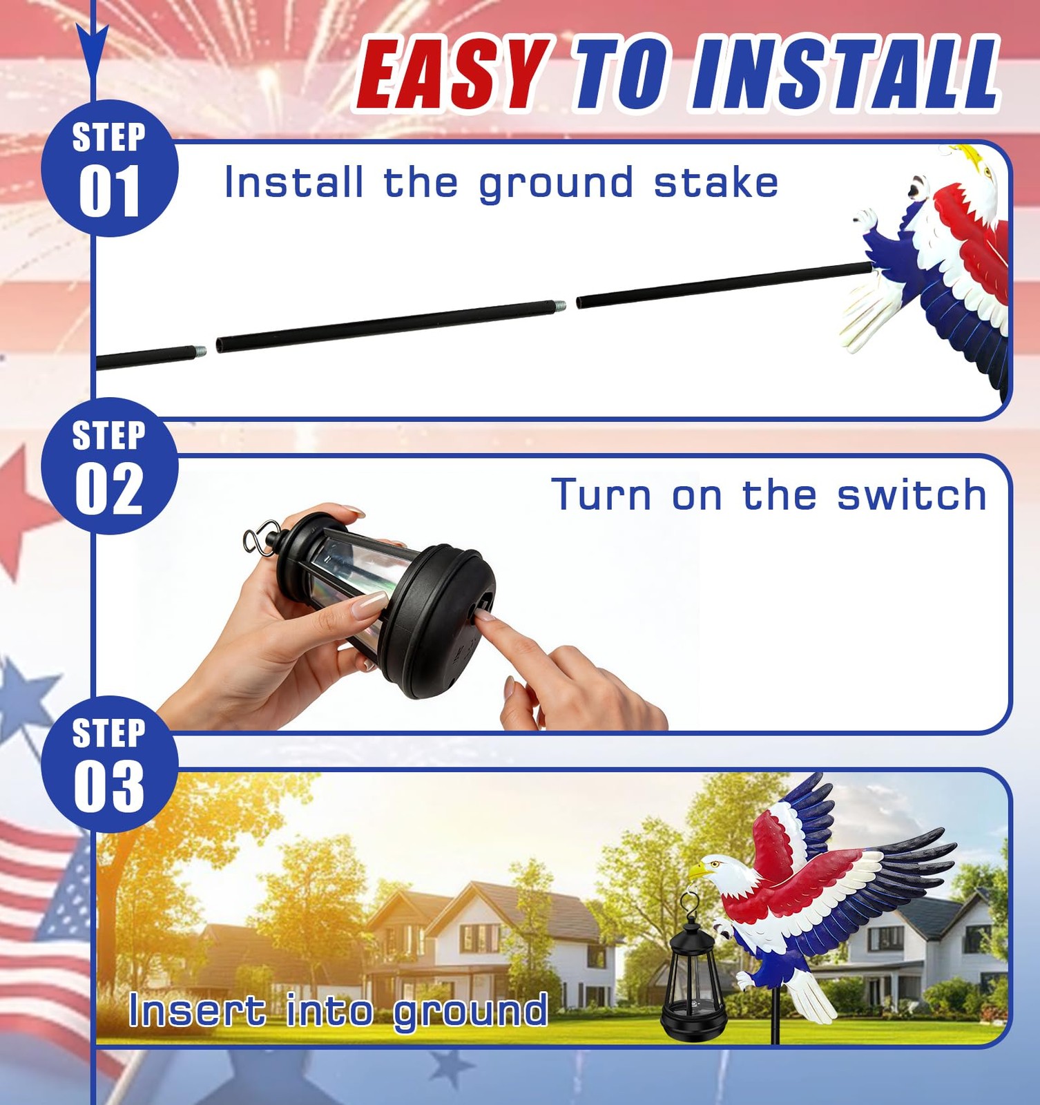 250th Anniversary America Eagle Garden Stake 4th of July Decorations Outdoor …