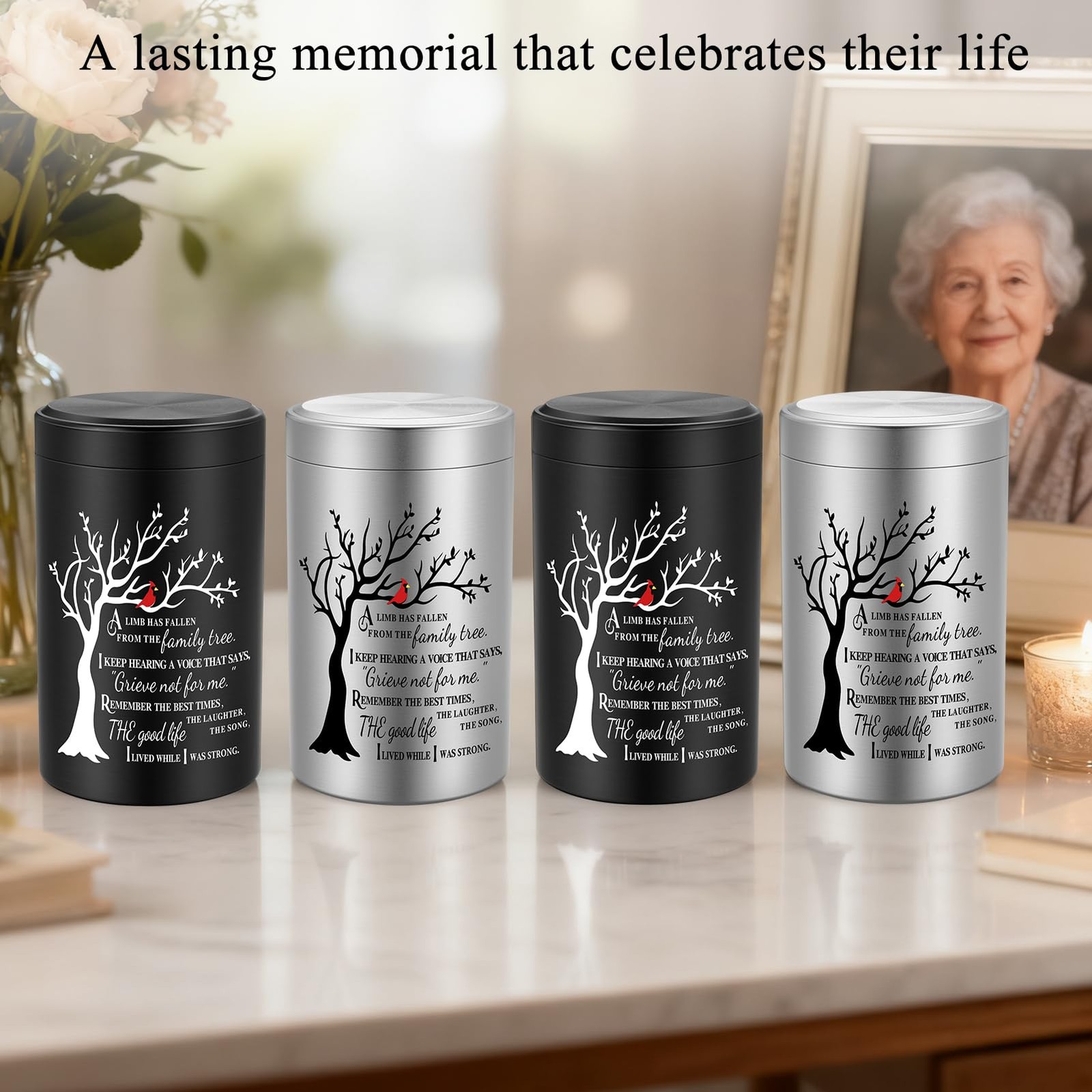 Set of 4 Small Urns for Human Ashes Keepsake, 3.54 Inches Stainless Steel Min…