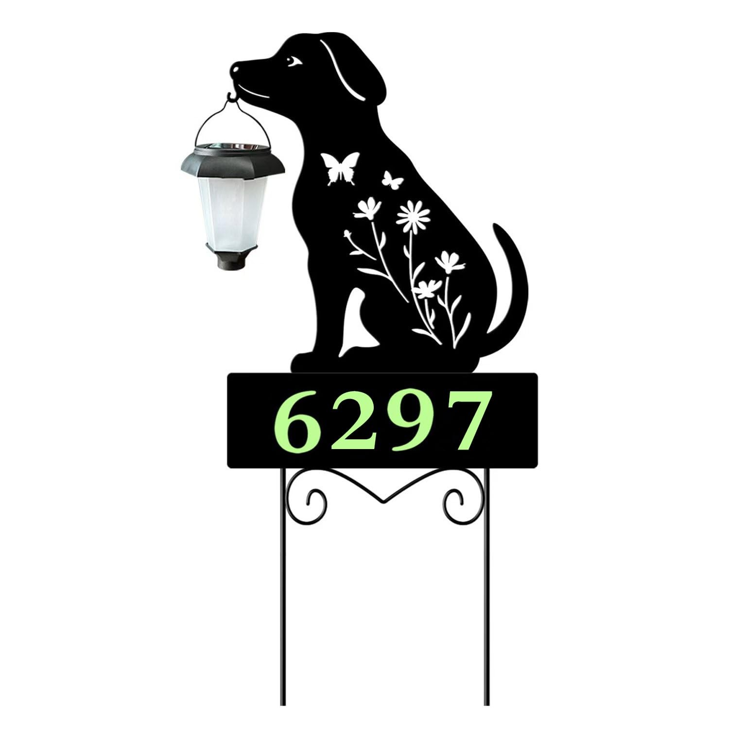 Solar Dog Garden Stakes with Lanterns | Decorative Animal Yard Signs