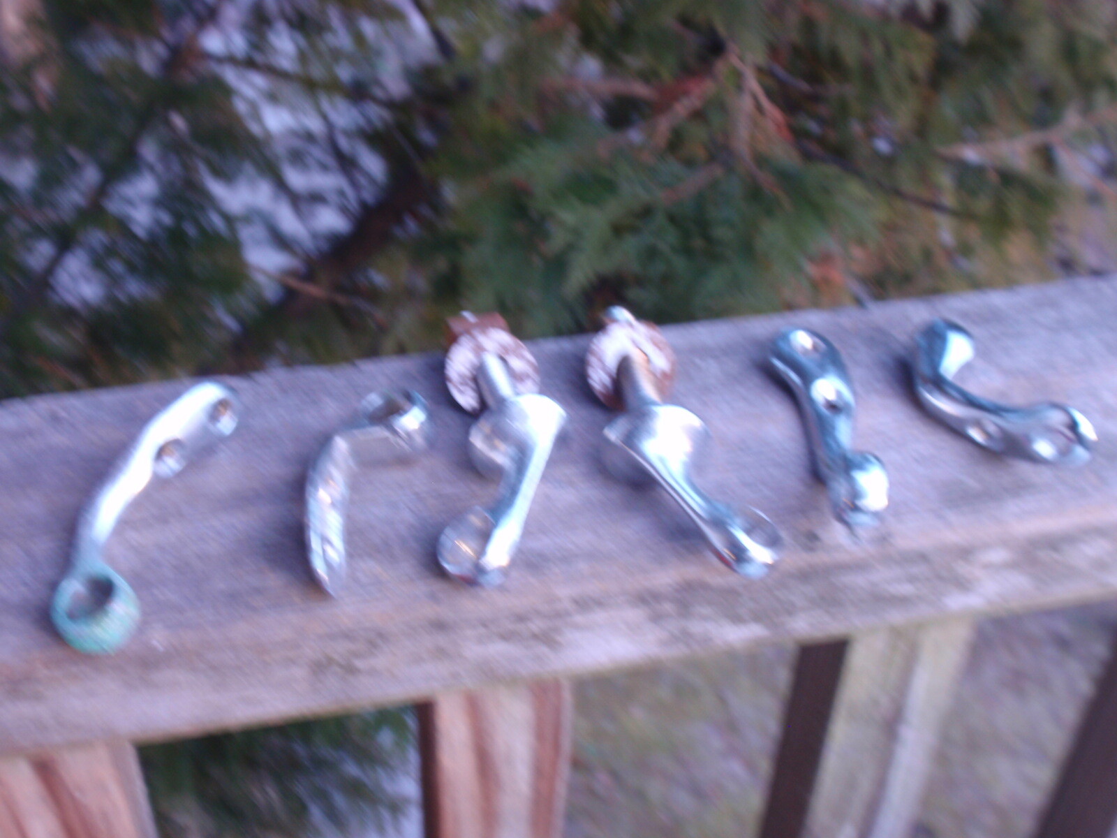 LOT OF 6 VINTAGE STAILESS STEEL / CHROME MEDICAL HANDLES , CLAMPS FUNERAL HOME