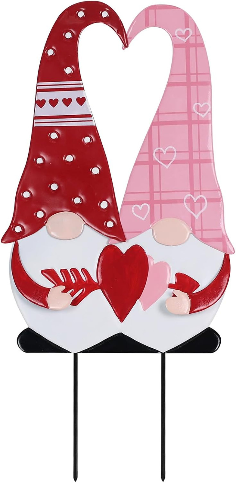 Valentines Day Decorations Outdoor, Red Pink Gnomes Decorative Garden Stakes wit
