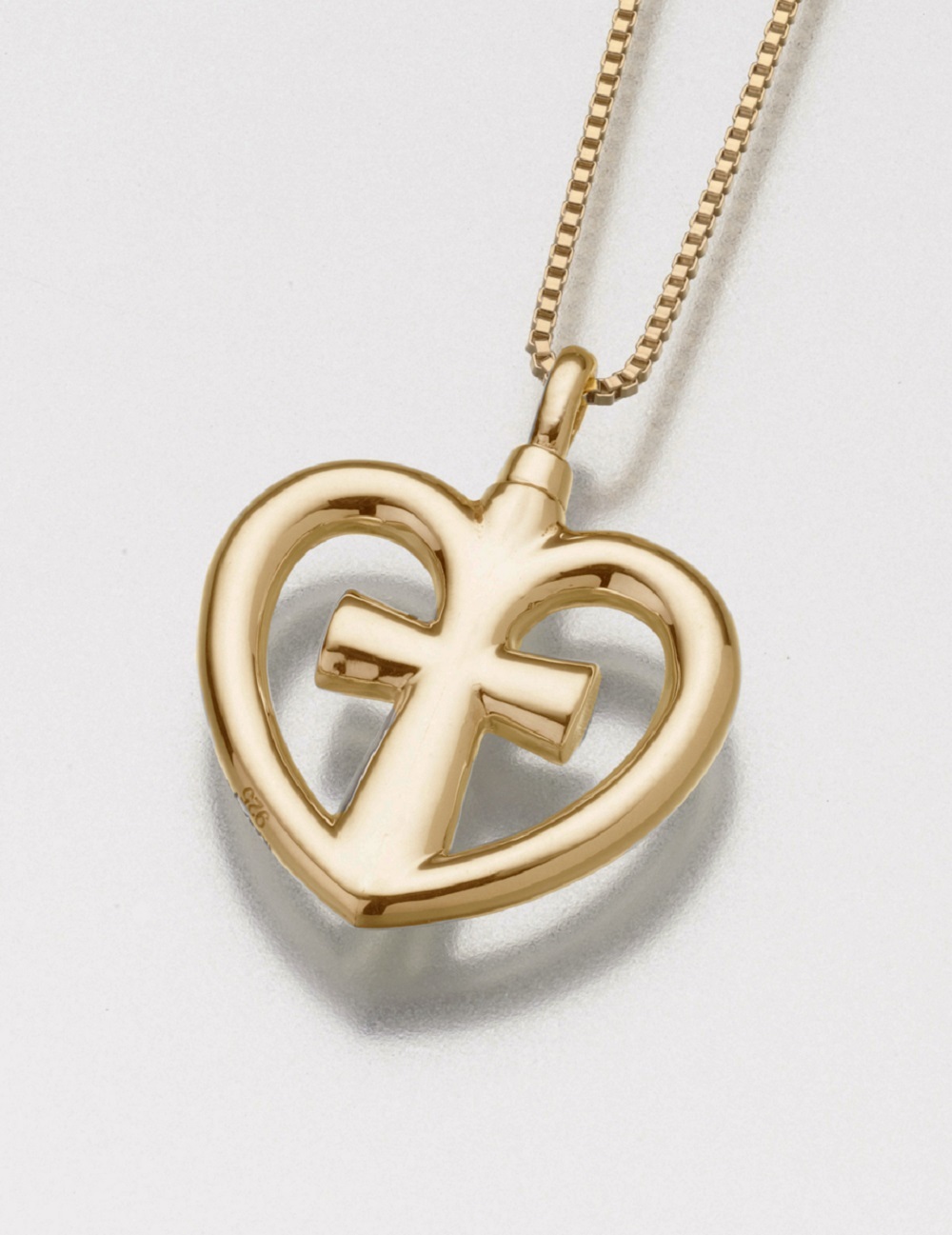 Gold Vermeil Love Cross Memorial Jewelry Pendant Funeral Cremation Urn