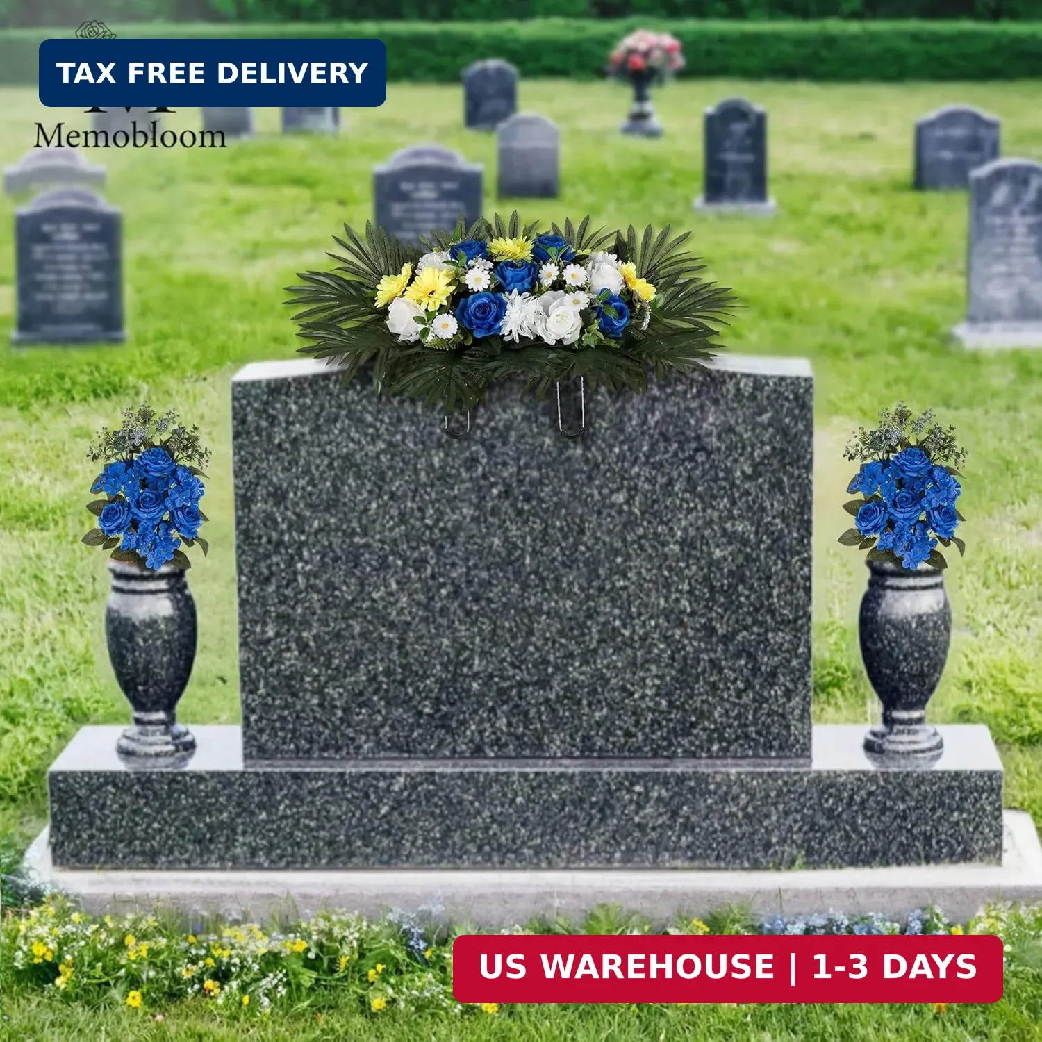 Memorial Cemetery Headstone Flower Saddle Silk Grave Decoration Outdoor