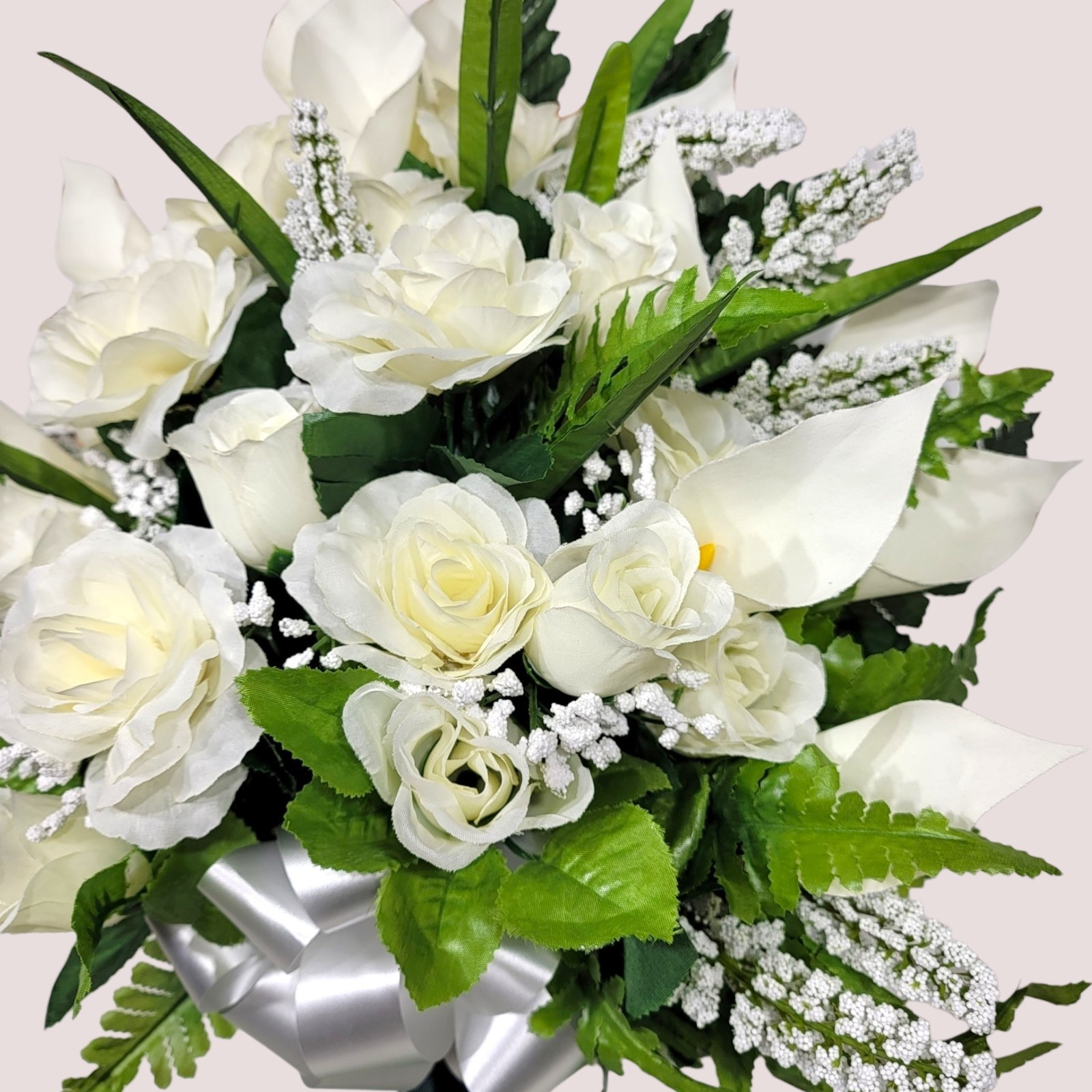 Jumbo Cream Calla Lilies & Roses Cemetery Cone