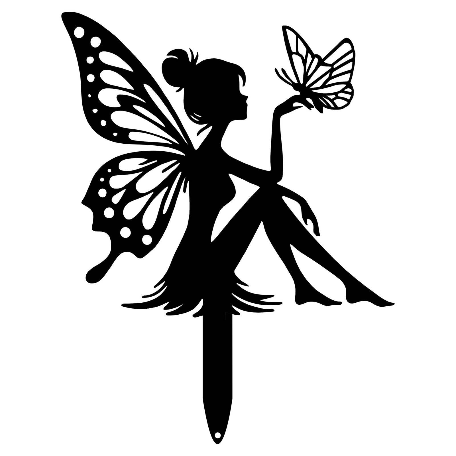 Fairy Butterfly Metal Garden Stake Decor-Black Silhouette Fairy Yard Art for …