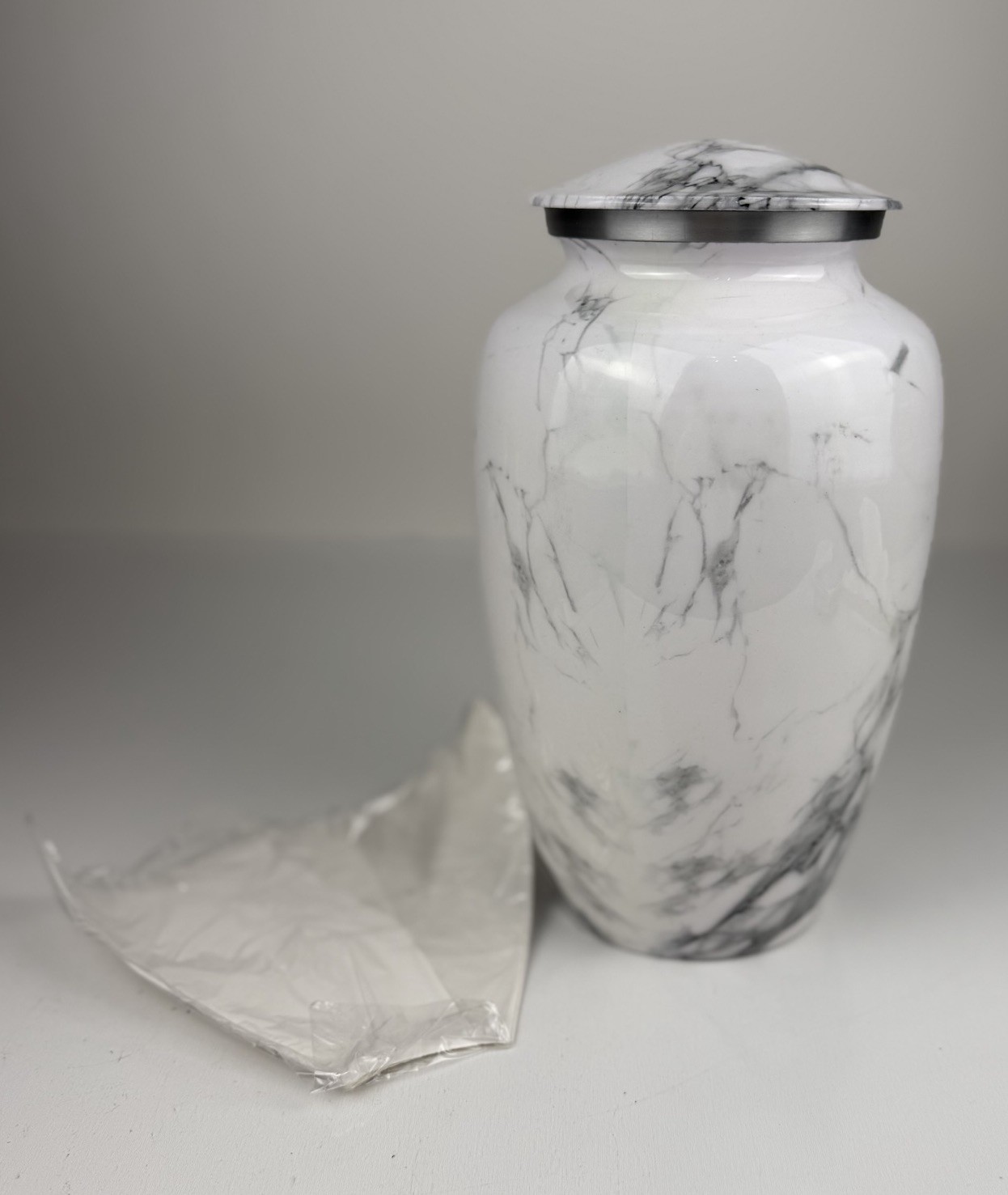 Urn for Ashes Adult Male and Female,Large White Marble Finish Urn for Man & Wome