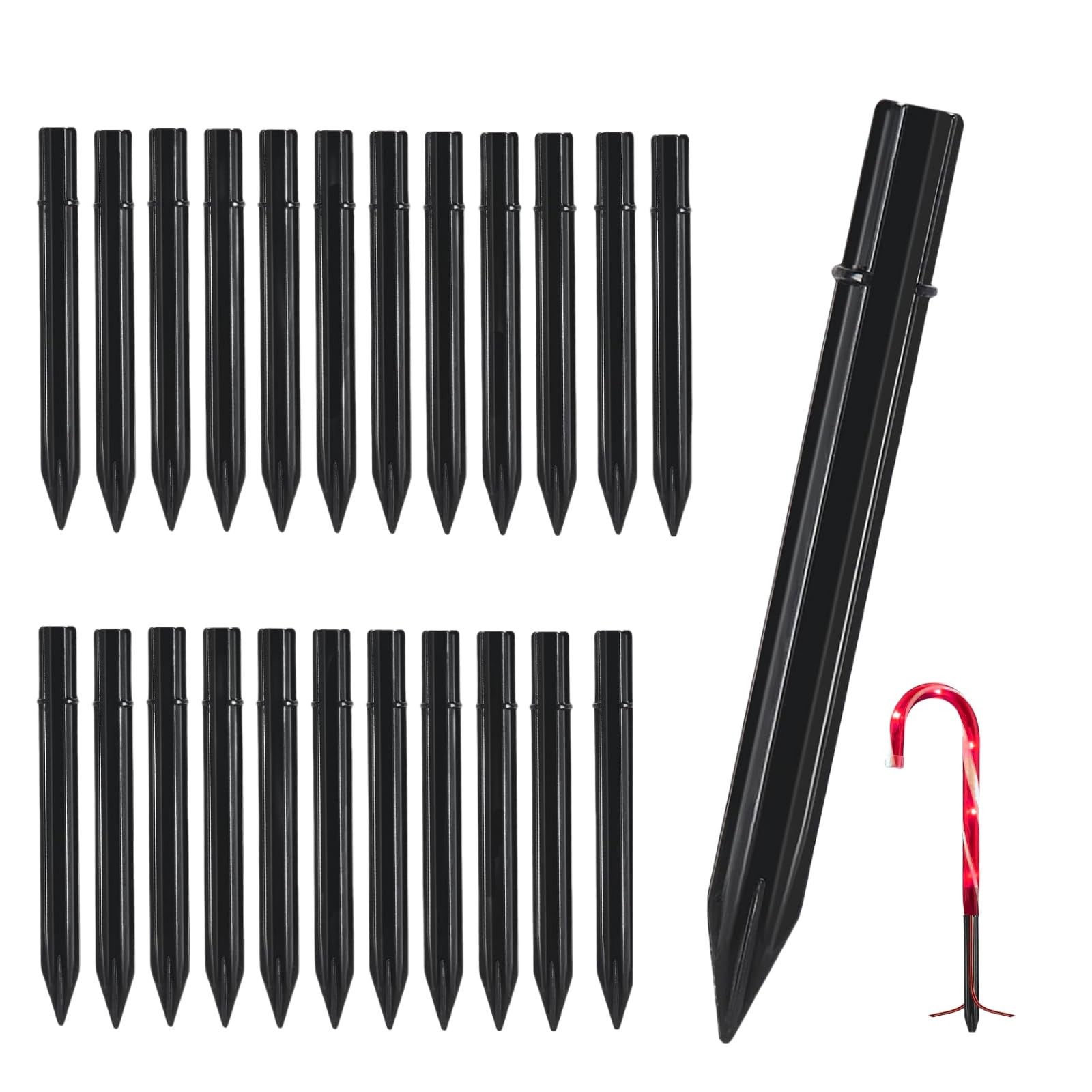 24 PCS 0.686.05 Inch Plastic Ground Spike Marker Replacement Candy Cane Light