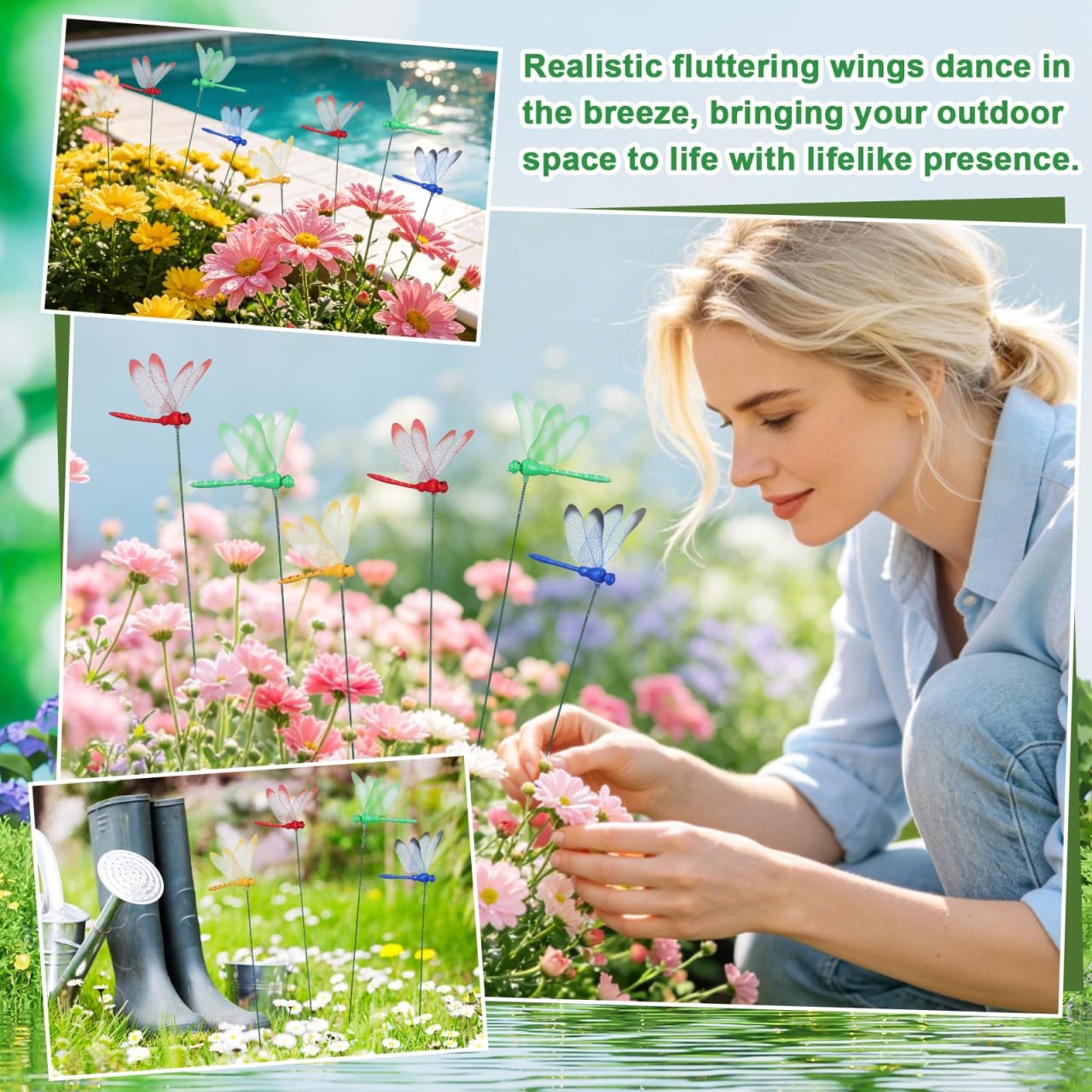 20pcs Dragonfly Garden Stakes – 12 Inch Waterproof 3D Artificial Dragonflies …
