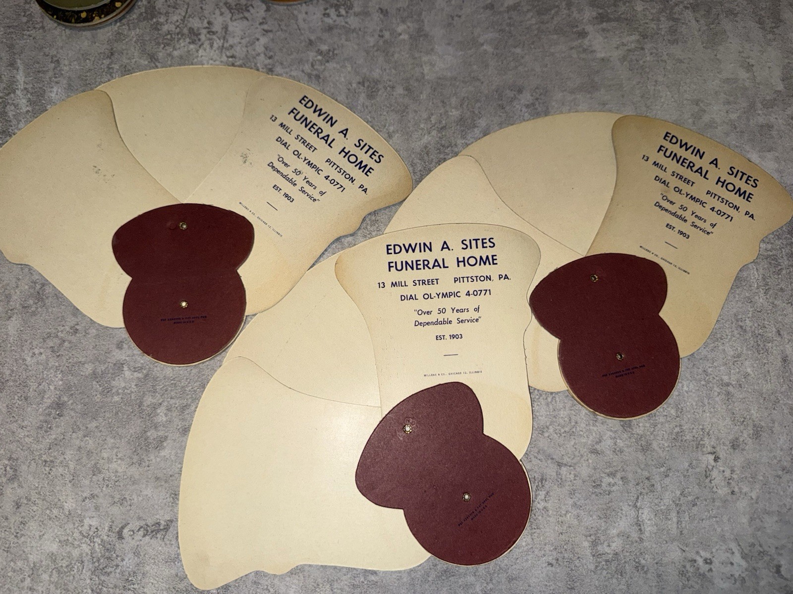 Lot of 25 Vintage Funeral Home Fans Edwin A States Funeral Home Pittston Paaa