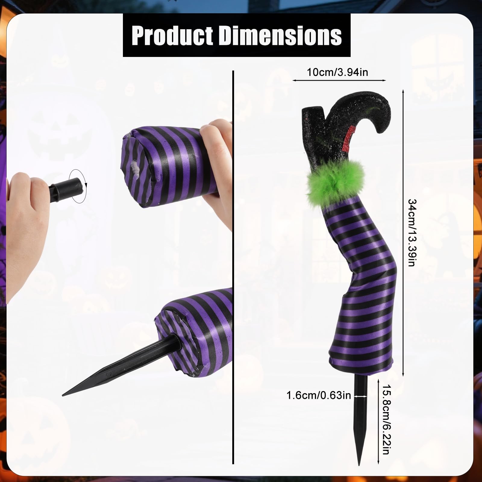 2 Pcs Halloween Witch Leg Decorations with 2 Rods, Upside Down 3D Witch Legs …